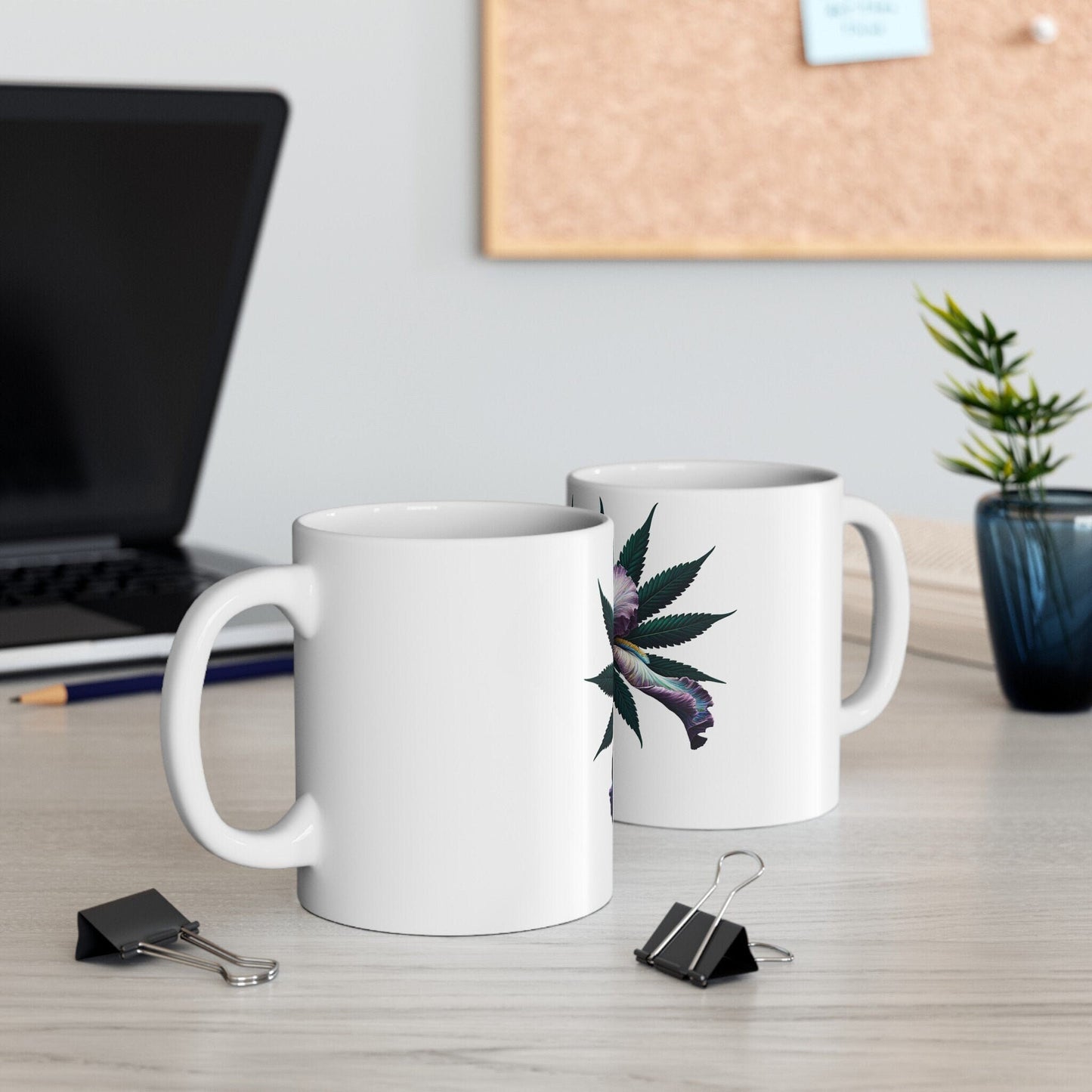 IRIS WEED FLOWER - Weed Coffee Mugs (11oz) Perfect Gift for Smokers/ Marijuana Gift; Wake and Bake Mug - Cannabis Cup / Stoner Mug
