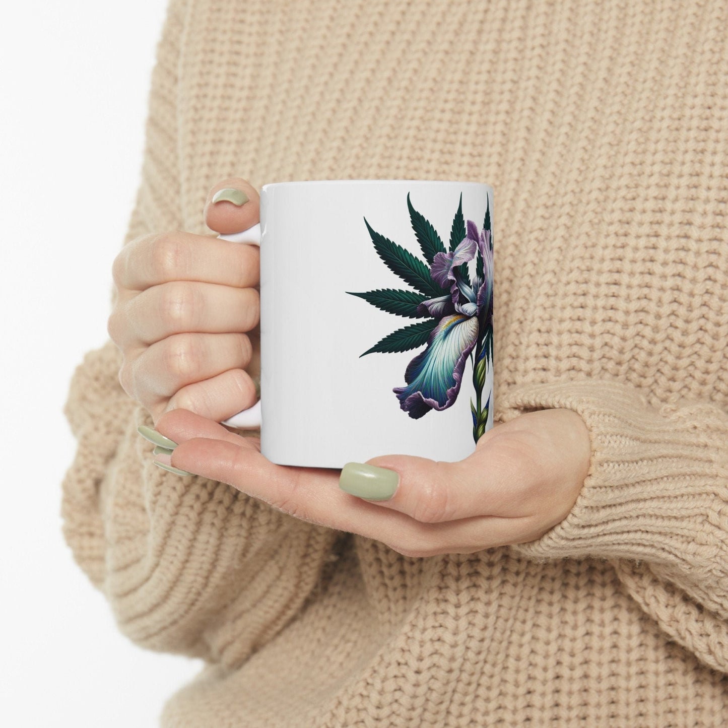 IRIS WEED FLOWER - Weed Coffee Mugs (11oz) Perfect Gift for Smokers/ Marijuana Gift; Wake and Bake Mug - Cannabis Cup / Stoner Mug