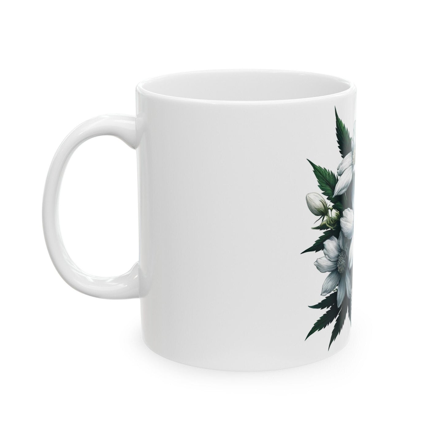 JASMINE WEED FLOWER - Weed Coffee Mugs (11oz) Perfect Gift for Smokers/ Marijuana Gift; Wake and Bake Mug - Cannabis Cup / Stoner Mug
