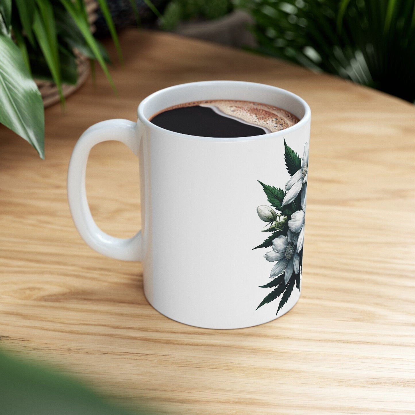 JASMINE WEED FLOWER - Weed Coffee Mugs (11oz) Perfect Gift for Smokers/ Marijuana Gift; Wake and Bake Mug - Cannabis Cup / Stoner Mug