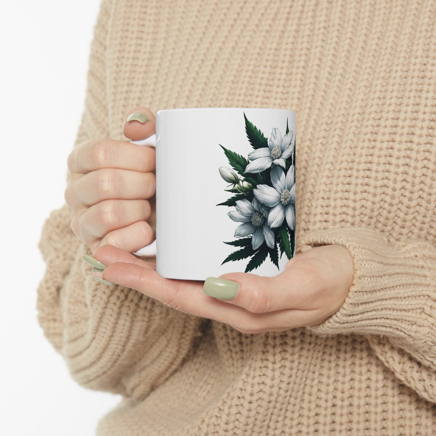 JASMINE WEED FLOWER - Weed Coffee Mugs (11oz) Perfect Gift for Smokers/ Marijuana Gift; Wake and Bake Mug - Cannabis Cup / Stoner Mug