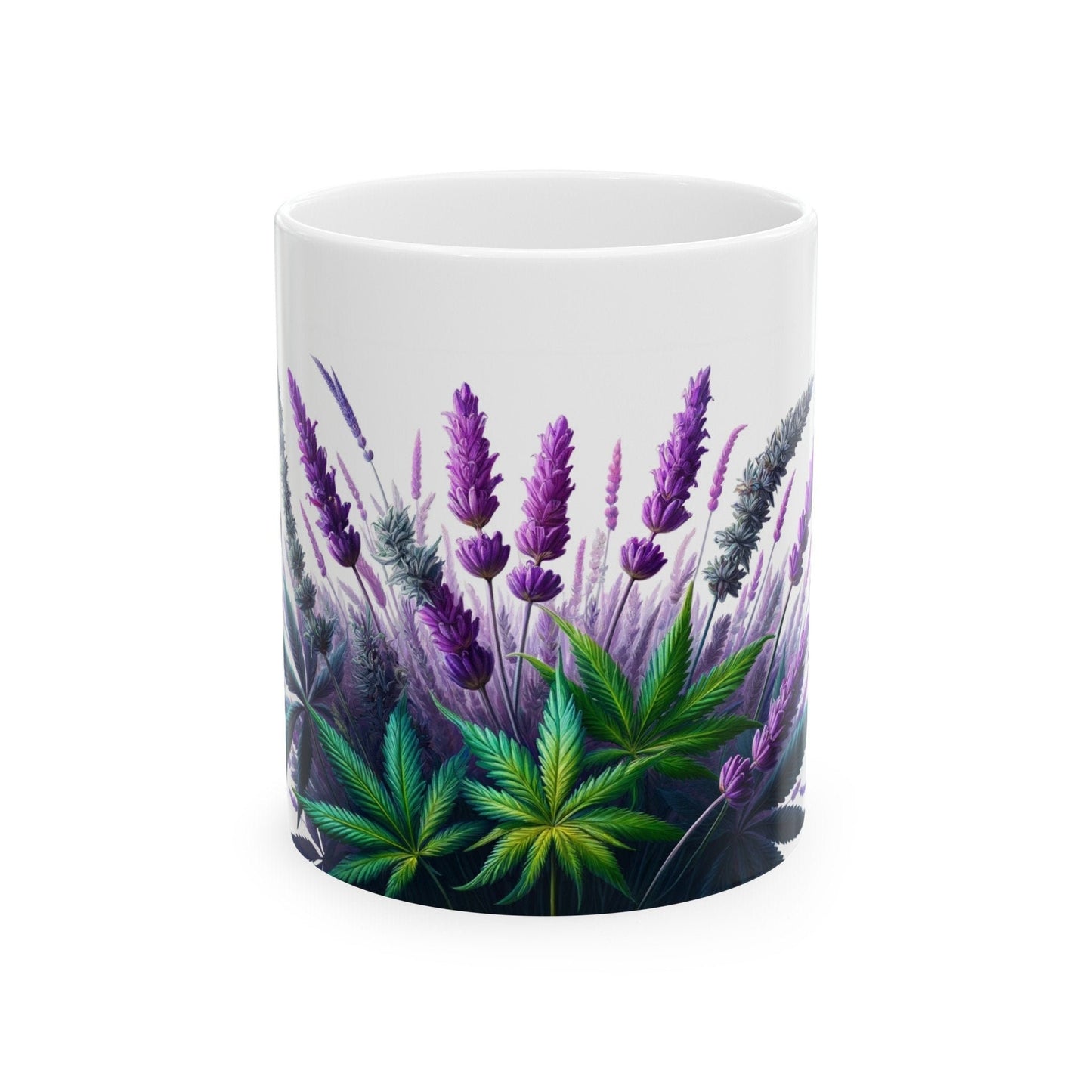 LAVENDER WEED FLOWER - Weed Coffee Mugs (11oz) Perfect Gift for Smokers/ Marijuana Gift; Wake and Bake Mug - Cannabis Cup / Stoner Mug