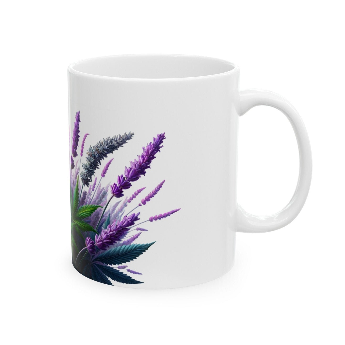 LAVENDER WEED FLOWER - Weed Coffee Mugs (11oz) Perfect Gift for Smokers/ Marijuana Gift; Wake and Bake Mug - Cannabis Cup / Stoner Mug