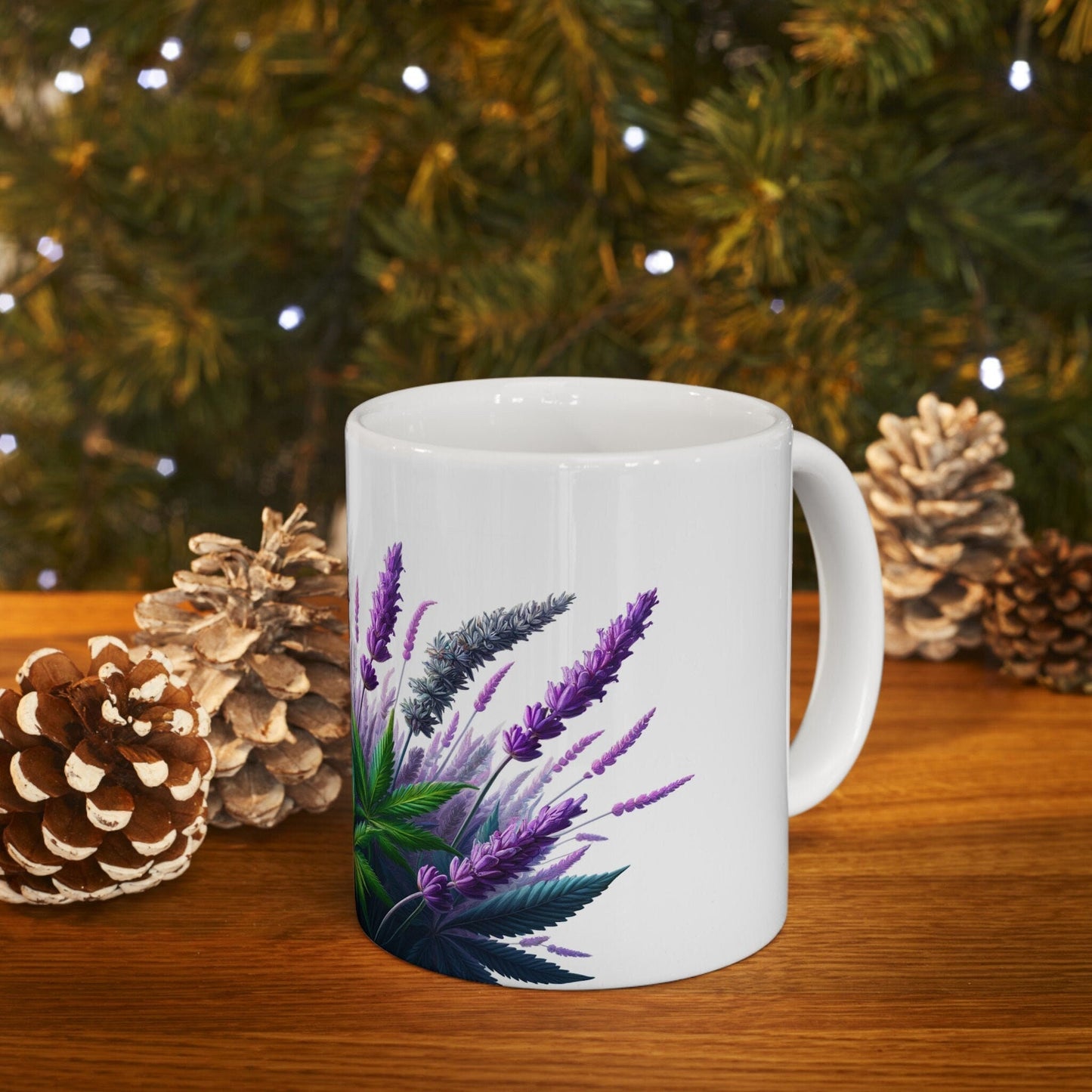 LAVENDER WEED FLOWER - Weed Coffee Mugs (11oz) Perfect Gift for Smokers/ Marijuana Gift; Wake and Bake Mug - Cannabis Cup / Stoner Mug