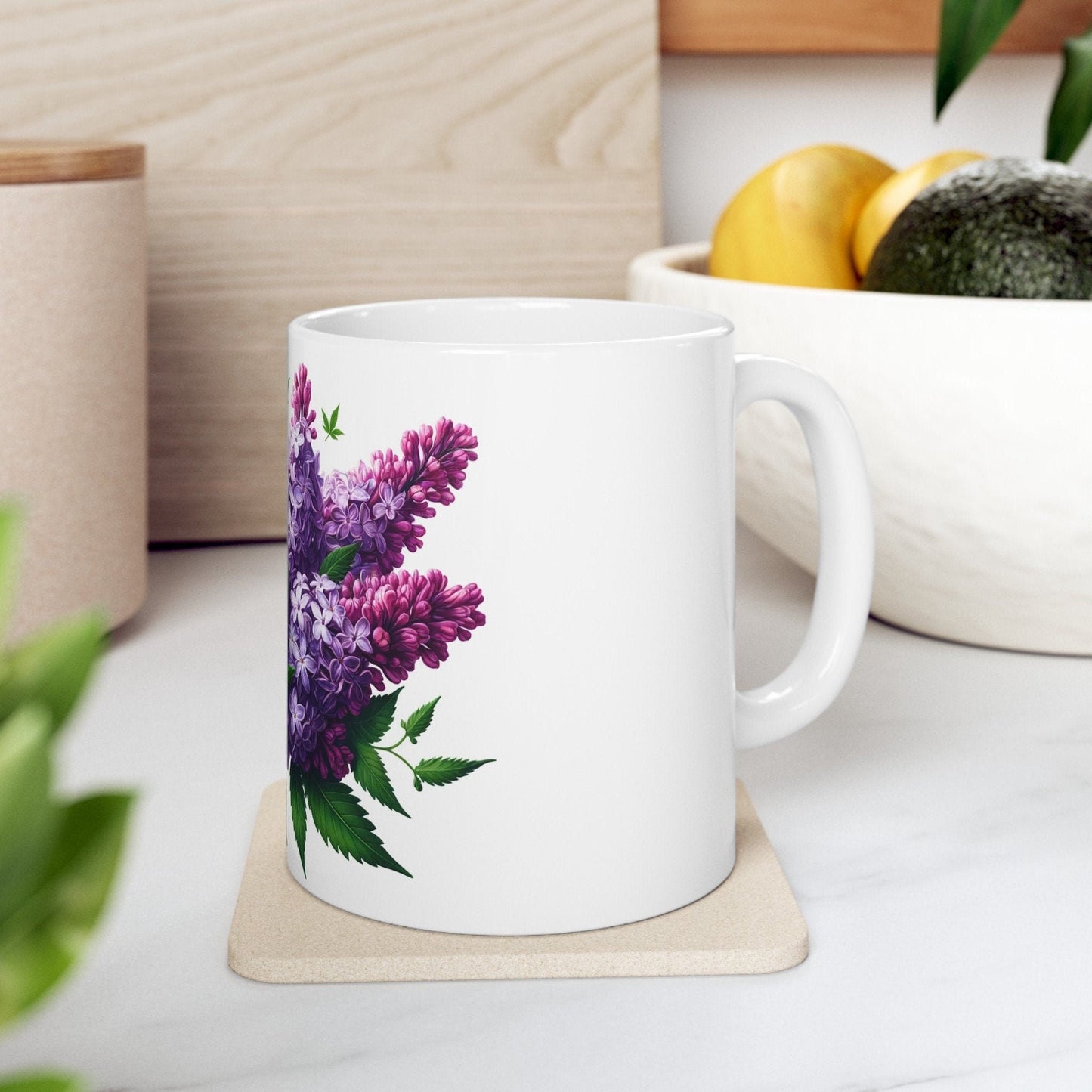 LILAC WEED FLOWER - Weed Coffee Mugs (11oz) Perfect Gift for Smokers/ Marijuana Gift; Wake and Bake Mug - Cannabis Cup / Stoner Mug