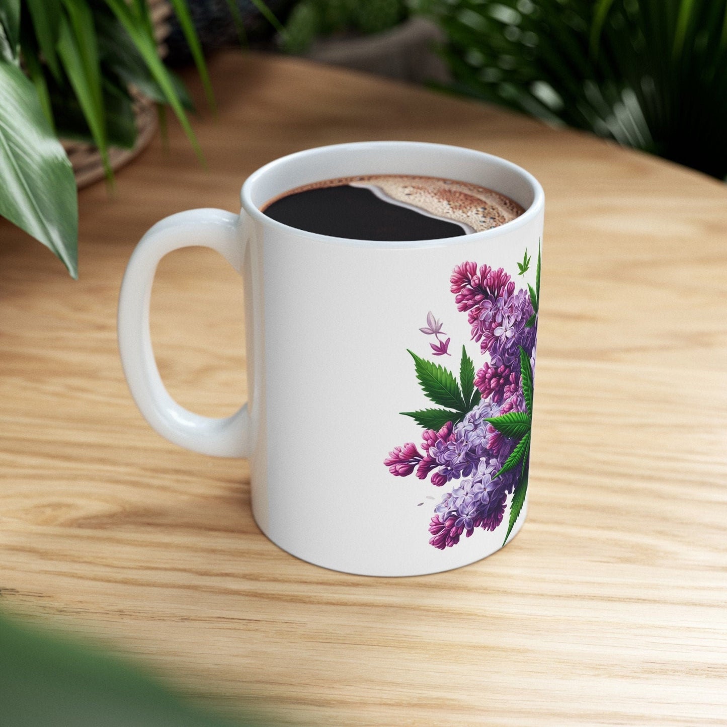 LILAC WEED FLOWER - Weed Coffee Mugs (11oz) Perfect Gift for Smokers/ Marijuana Gift; Wake and Bake Mug - Cannabis Cup / Stoner Mug