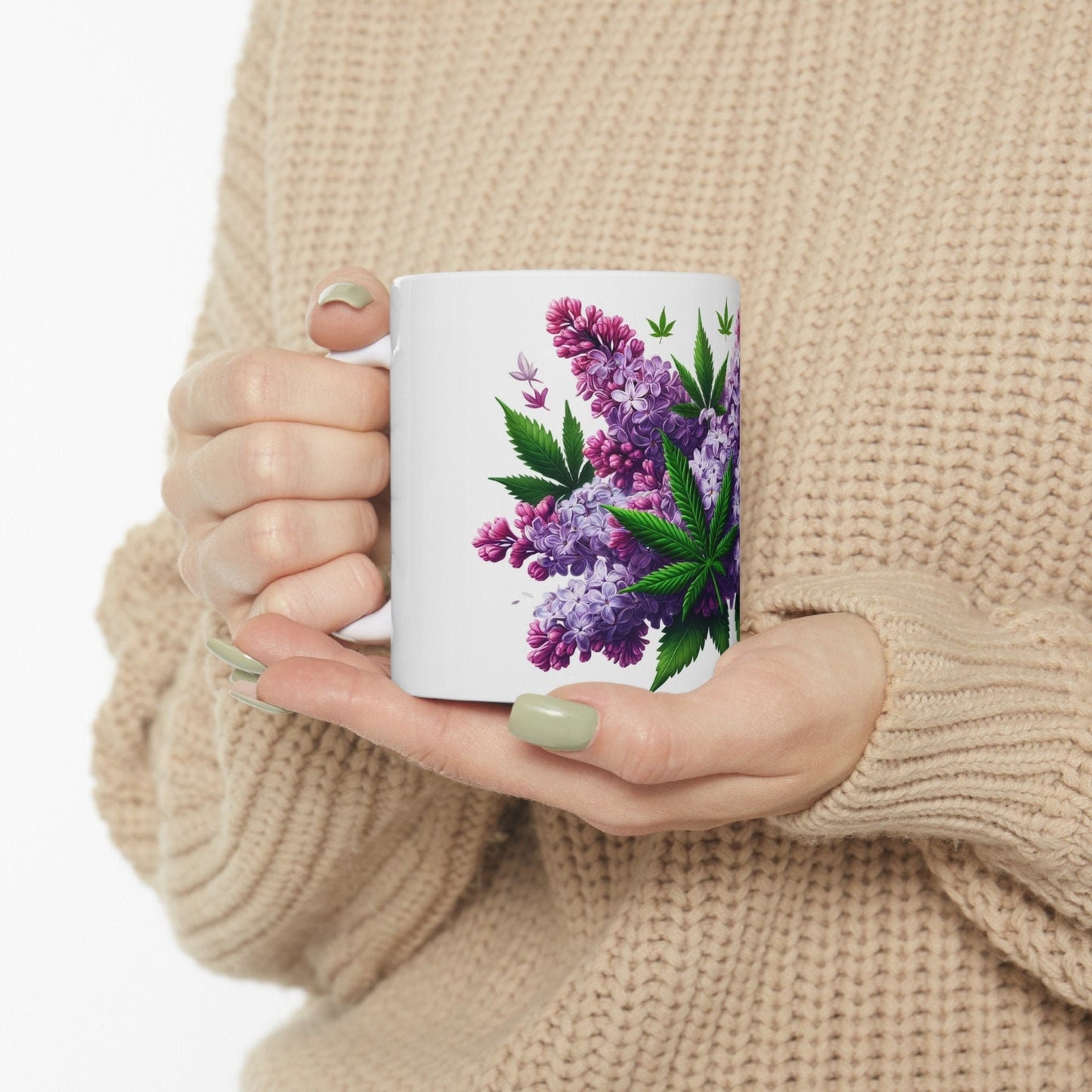 LILAC WEED FLOWER - Weed Coffee Mugs (11oz) Perfect Gift for Smokers/ Marijuana Gift; Wake and Bake Mug - Cannabis Cup / Stoner Mug