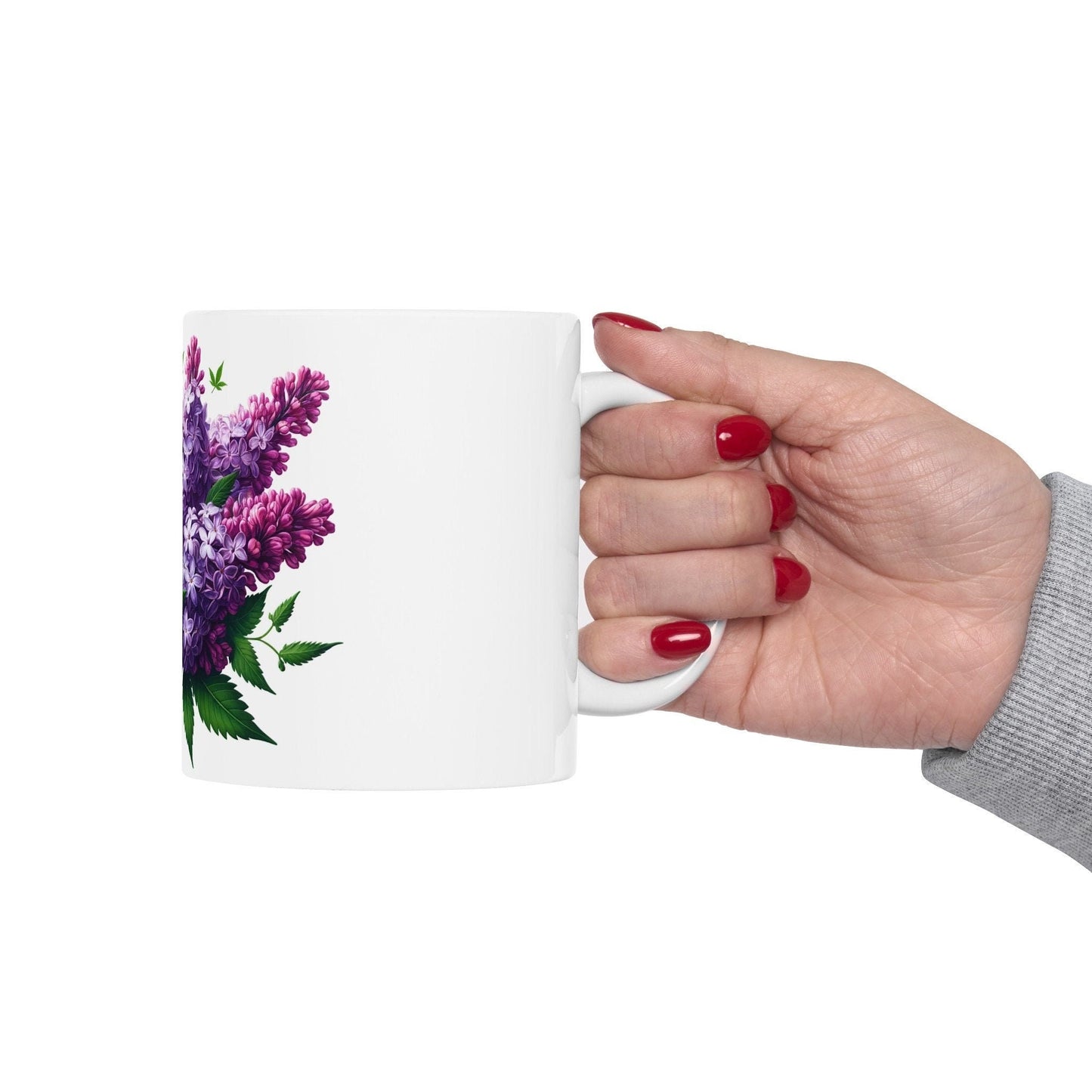 LILAC WEED FLOWER - Weed Coffee Mugs (11oz) Perfect Gift for Smokers/ Marijuana Gift; Wake and Bake Mug - Cannabis Cup / Stoner Mug