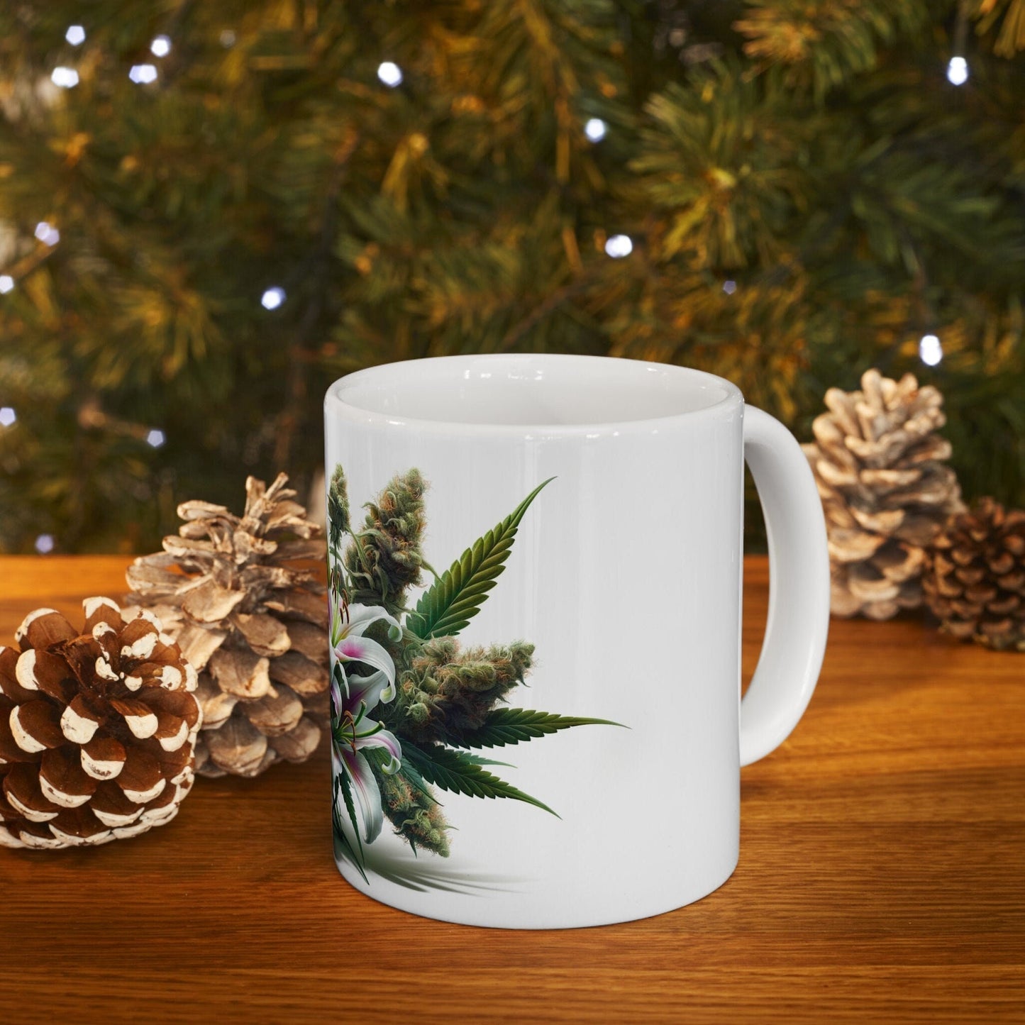 LILY WEED FLOWER - Weed Coffee Mugs (11oz) Perfect Gift for Smokers/ Marijuana Gift; Wake and Bake Mug - Cannabis Cup / Stoner Mug