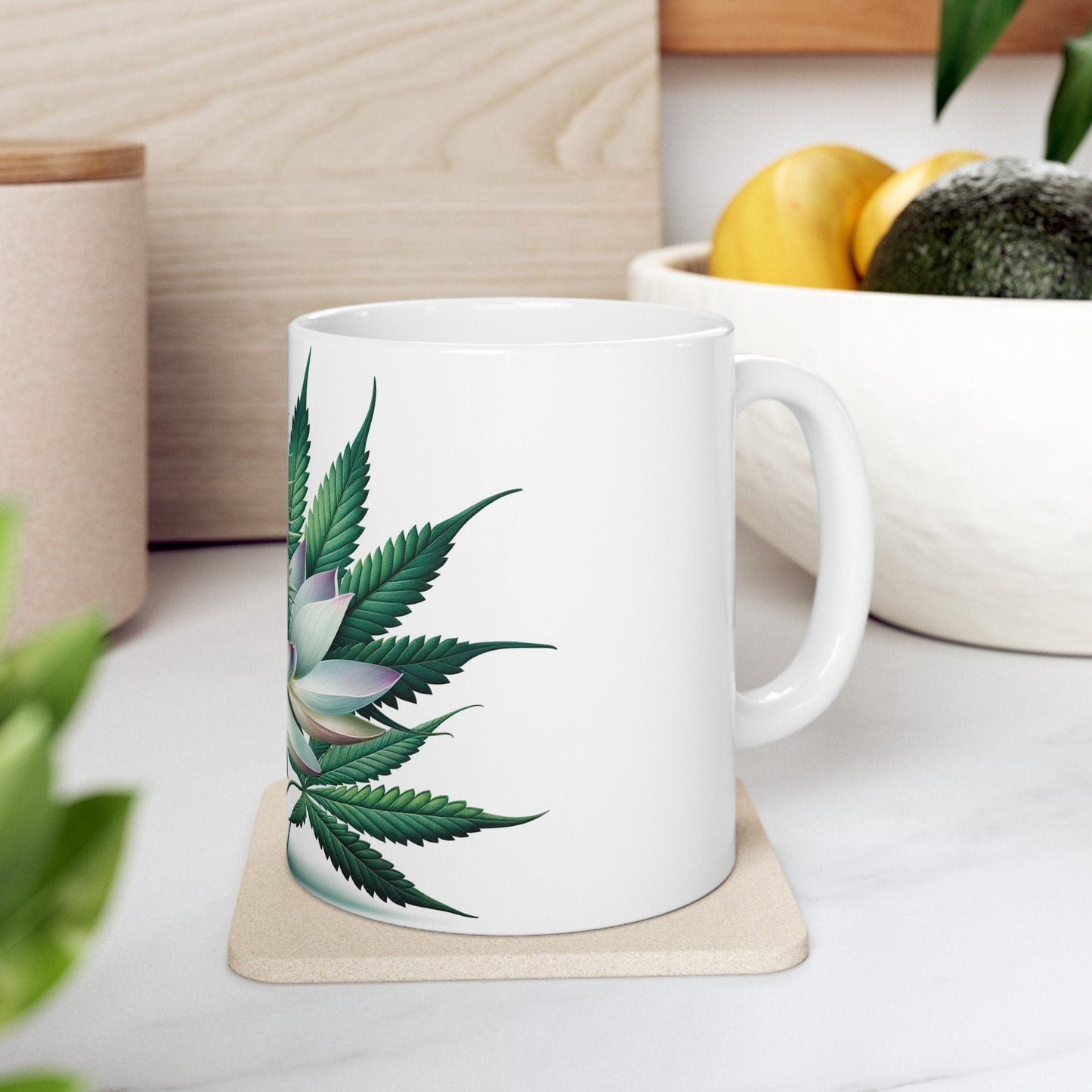 LOTUS WEED FLOWER - Weed Coffee Mugs (11oz) Perfect Gift for Smokers/ Marijuana Gift; Wake and Bake Mug - Cannabis Cup / Stoner Mug