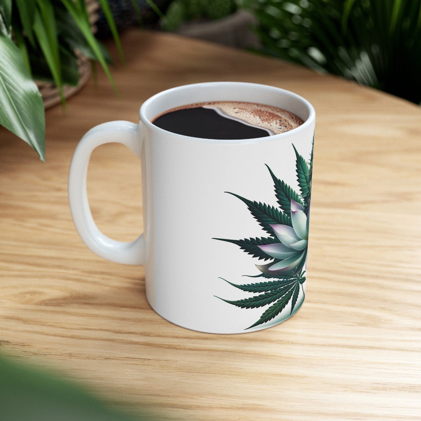 LOTUS WEED FLOWER - Weed Coffee Mugs (11oz) Perfect Gift for Smokers/ Marijuana Gift; Wake and Bake Mug - Cannabis Cup / Stoner Mug