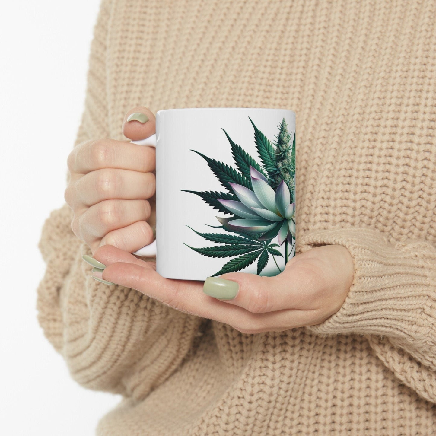 LOTUS WEED FLOWER - Weed Coffee Mugs (11oz) Perfect Gift for Smokers/ Marijuana Gift; Wake and Bake Mug - Cannabis Cup / Stoner Mug