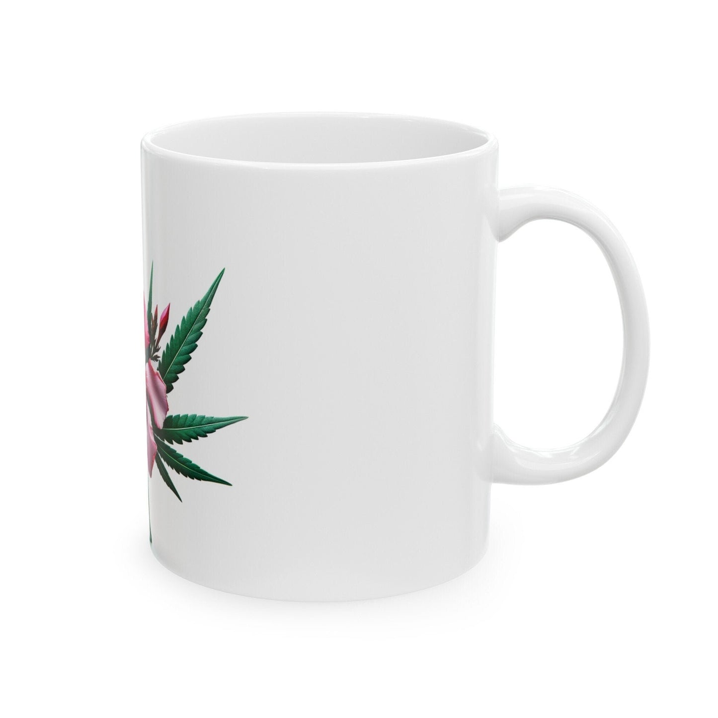 OLEANDER PINK Weed FLOWER - Weed Coffee Mugs (11oz) Perfect Gift for Smokers/ Marijuana Gift; Wake and Bake Mug - Cannabis Cup / Stoner Mug