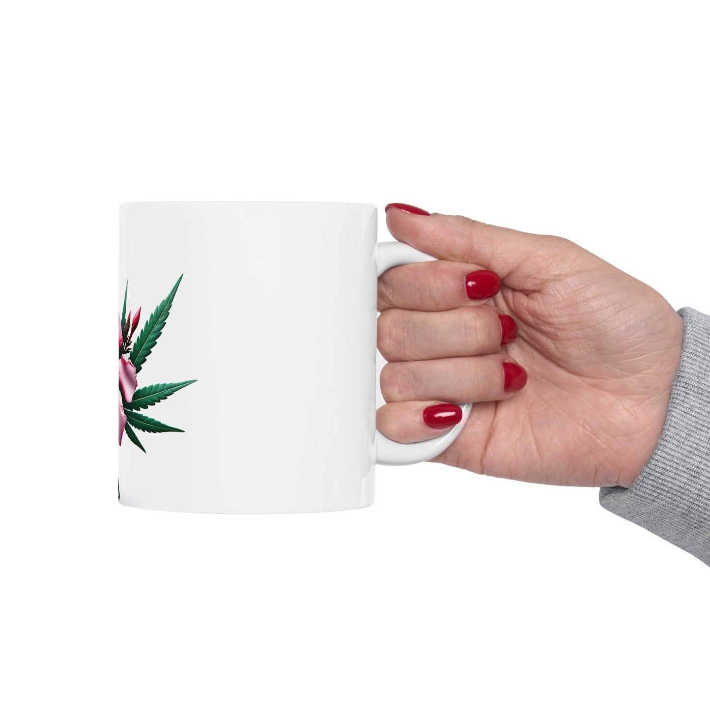 OLEANDER PINK Weed FLOWER - Weed Coffee Mugs (11oz) Perfect Gift for Smokers/ Marijuana Gift; Wake and Bake Mug - Cannabis Cup / Stoner Mug