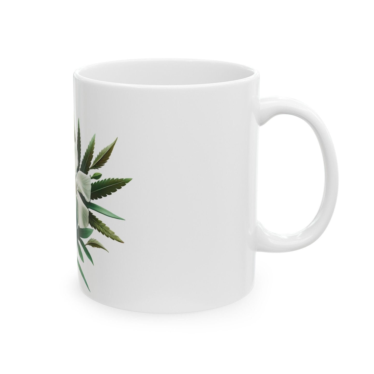 OLEANDER WHITE Weed FLOWER - Weed Coffee Mugs (11oz) Perfect Gift for Smokers/ Marijuana Gift; Wake and Bake Mug - Cannabis Cup / Stoner Mug