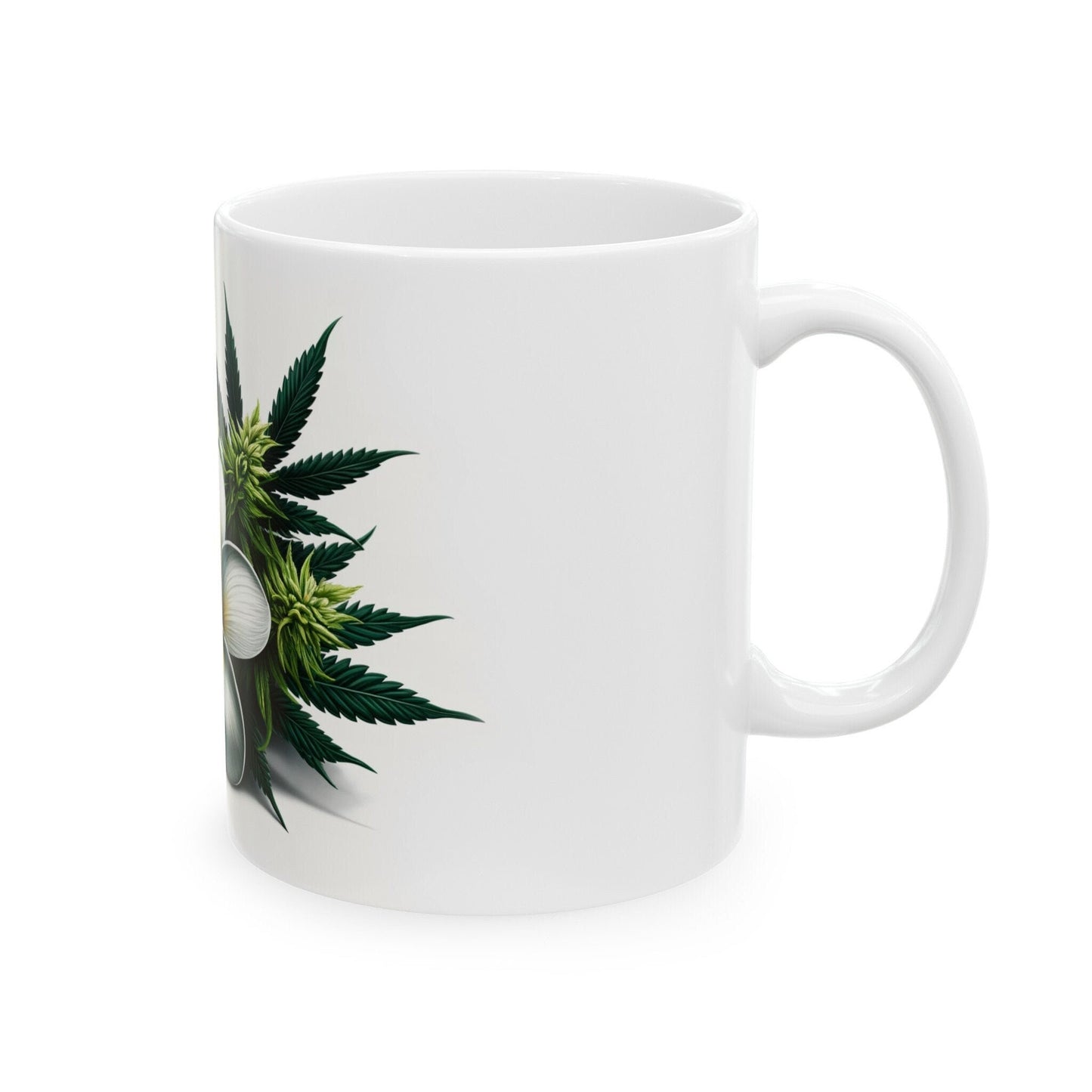 PLUMERIA WEED FLOWER - Weed Coffee Mugs (11oz) Perfect Gift for Smokers/ Marijuana Gift; Wake and Bake Mug - Cannabis Cup / Stoner Mug