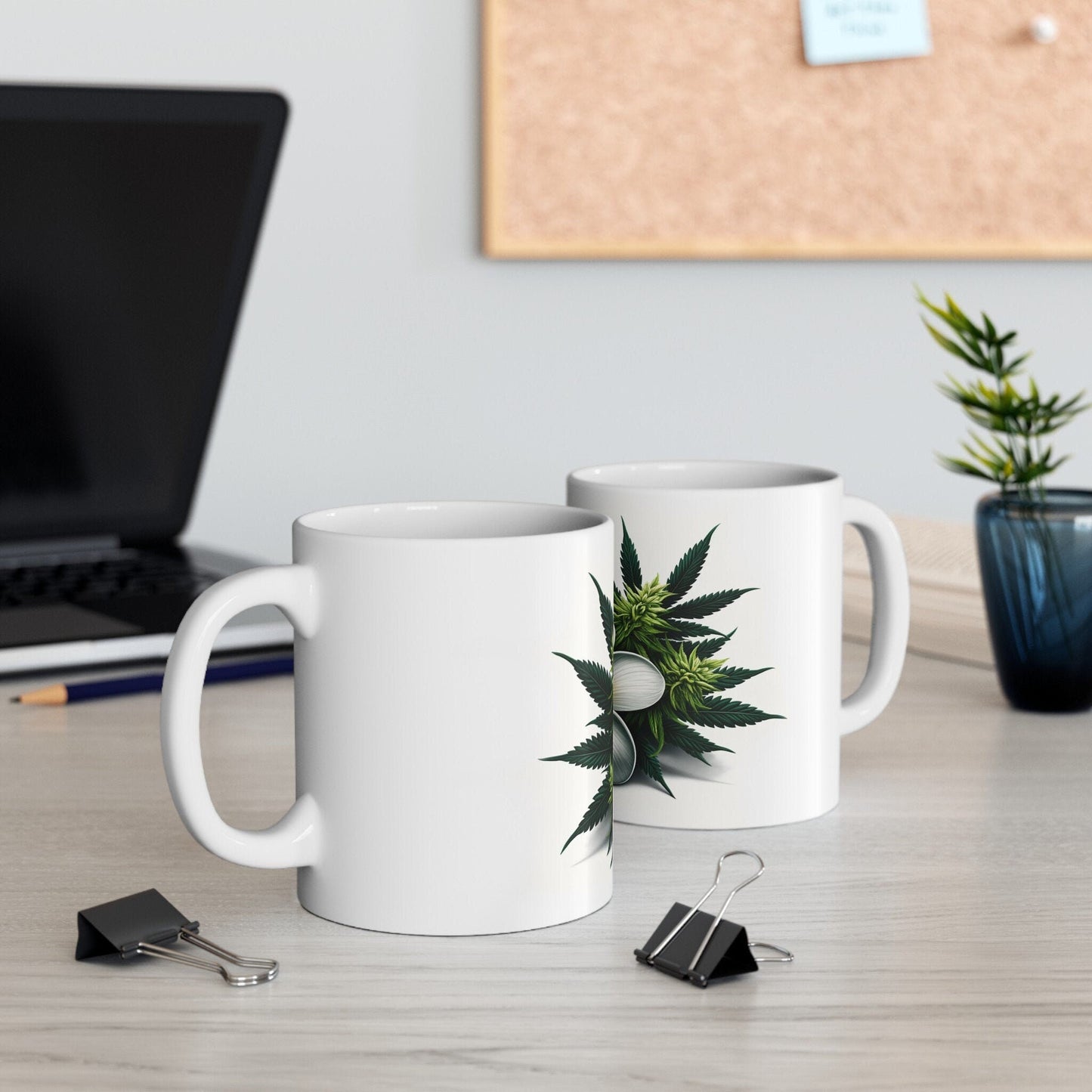 PLUMERIA WEED FLOWER - Weed Coffee Mugs (11oz) Perfect Gift for Smokers/ Marijuana Gift; Wake and Bake Mug - Cannabis Cup / Stoner Mug