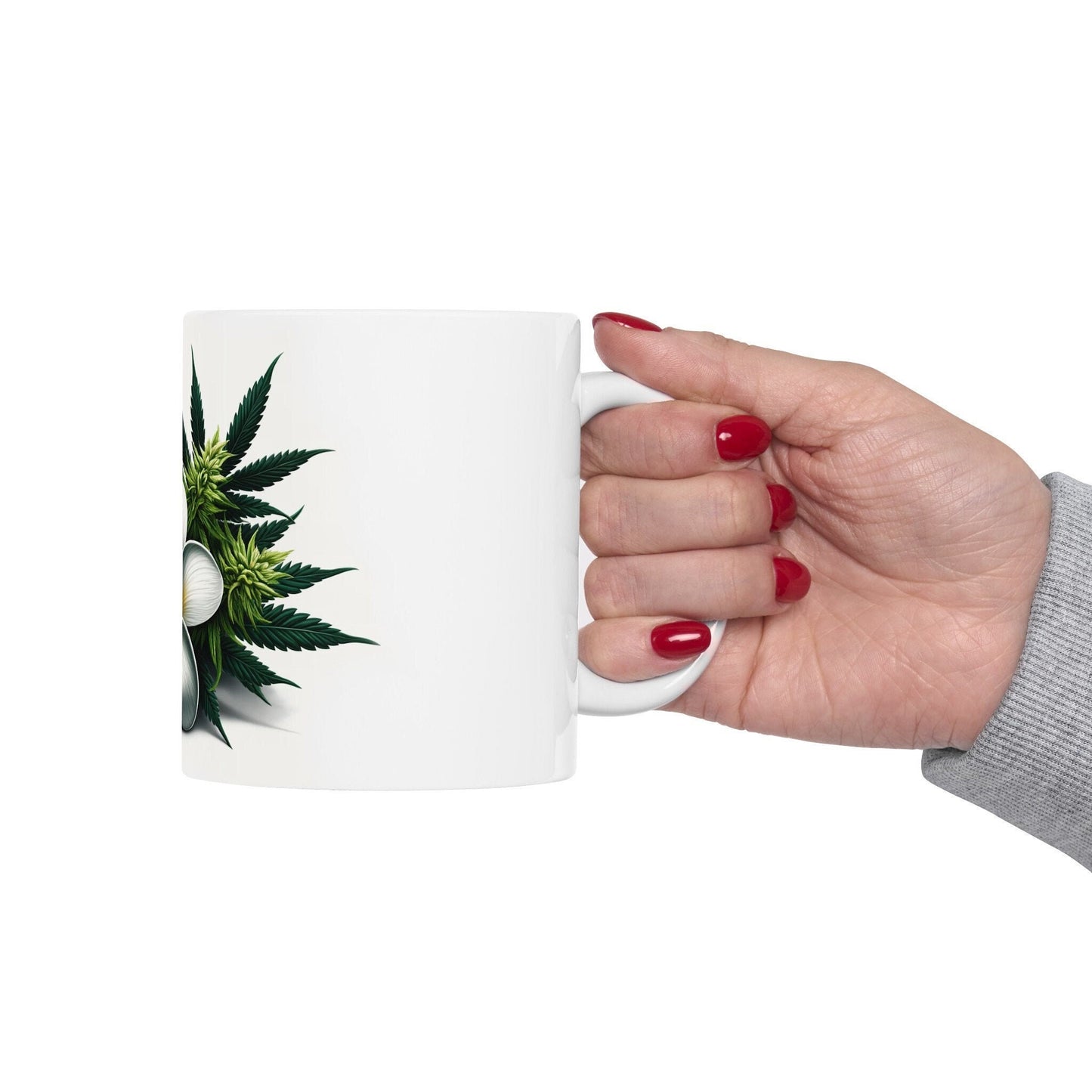 PLUMERIA WEED FLOWER - Weed Coffee Mugs (11oz) Perfect Gift for Smokers/ Marijuana Gift; Wake and Bake Mug - Cannabis Cup / Stoner Mug