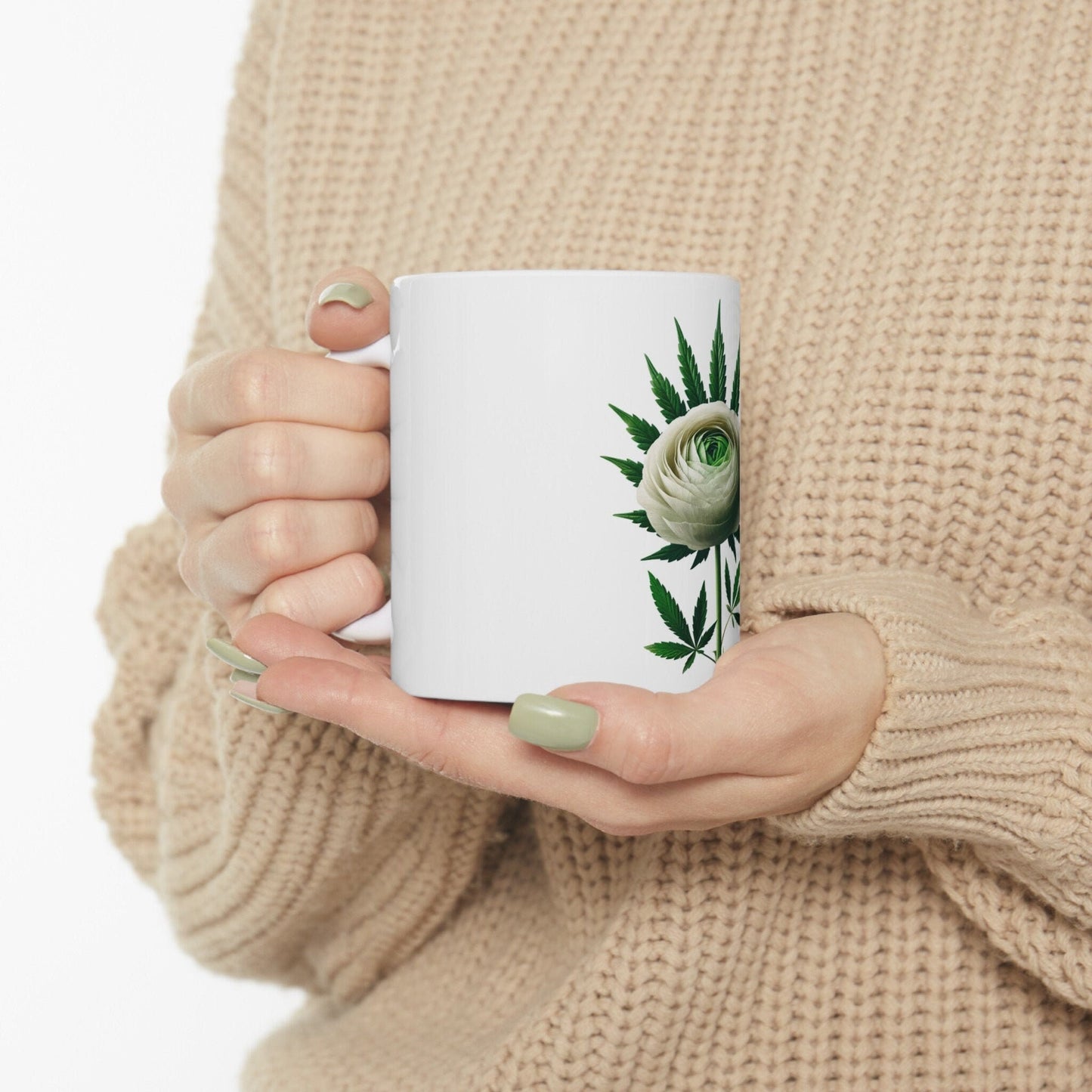 RANUNCULUS WEED FLOWER - Weed Coffee Mugs (11oz) Perfect Gift for Smokers/ Marijuana Gift; Wake and Bake Mug - Cannabis Cup / Stoner Mug