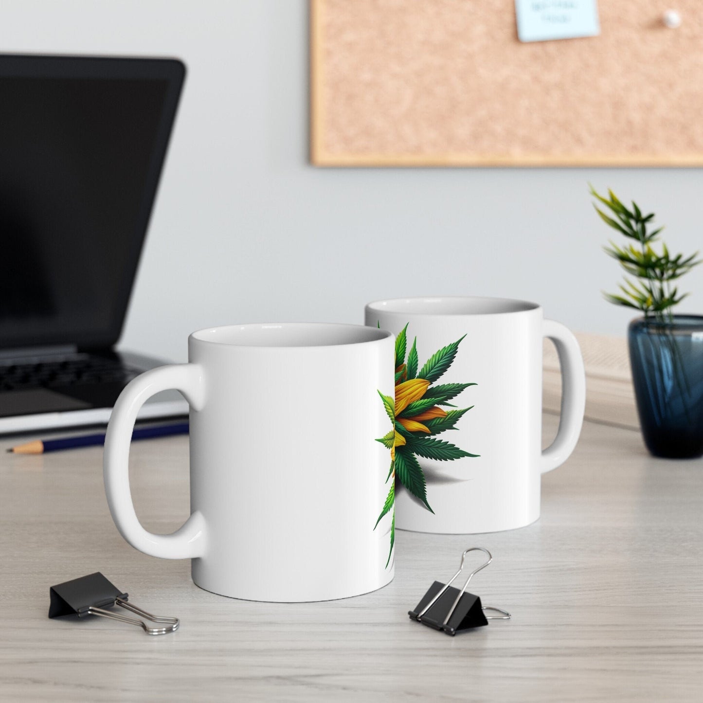 RUDBECKIA WEED FLOWER - Weed Coffee Mugs (11oz) Perfect Gift for Smokers/ Marijuana Gift; Wake and Bake Mug - Cannabis Cup / Stoner Mug
