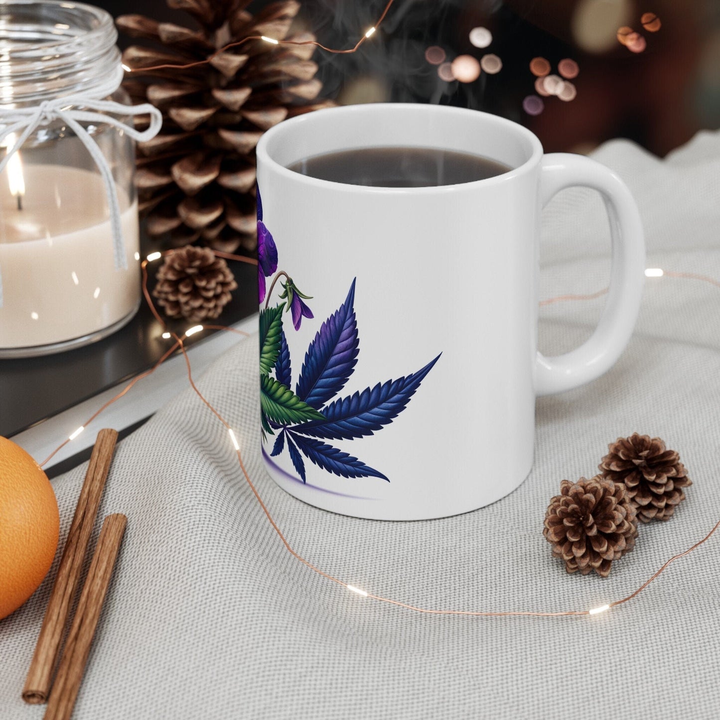 VIOLET WEED FLOWER - Weed Coffee Mugs (11oz) Perfect Gift for Smokers/ Marijuana Gift; Wake and Bake Mug - Cannabis Cup / Stoner Mug