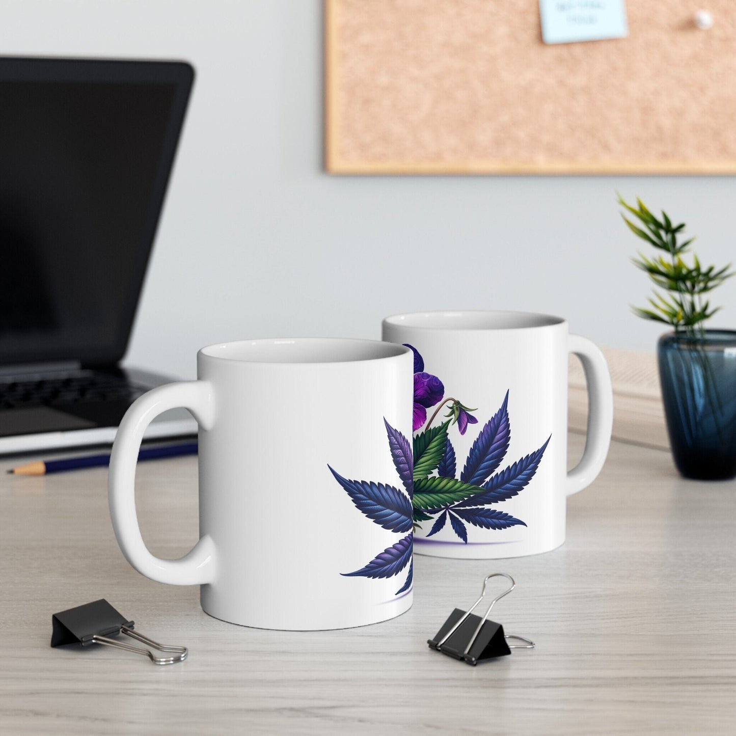 VIOLET WEED FLOWER - Weed Coffee Mugs (11oz) Perfect Gift for Smokers/ Marijuana Gift; Wake and Bake Mug - Cannabis Cup / Stoner Mug