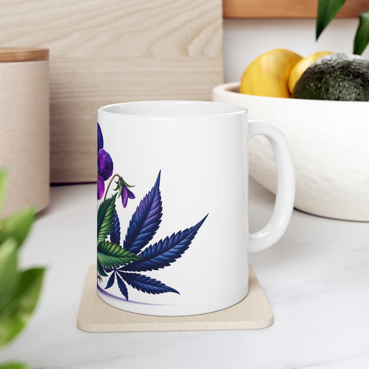 VIOLET WEED FLOWER - Weed Coffee Mugs (11oz) Perfect Gift for Smokers/ Marijuana Gift; Wake and Bake Mug - Cannabis Cup / Stoner Mug