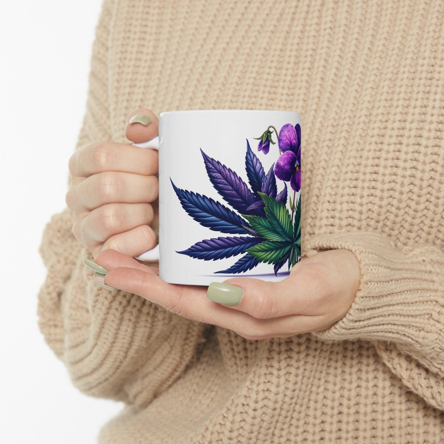 VIOLET WEED FLOWER - Weed Coffee Mugs (11oz) Perfect Gift for Smokers/ Marijuana Gift; Wake and Bake Mug - Cannabis Cup / Stoner Mug