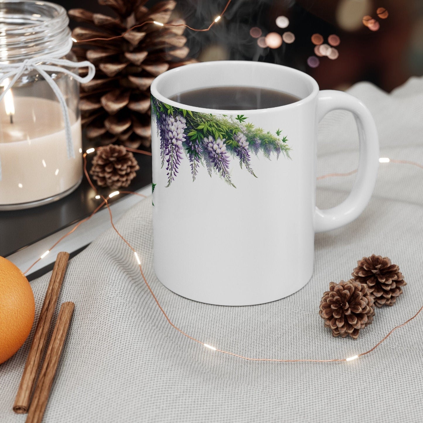 WISTERIA WEED FLOWER - Weed Coffee Mugs (11oz) Perfect Gift for Smokers/ Marijuana Gift; Wake and Bake Mug - Cannabis Cup / Stoner Mug