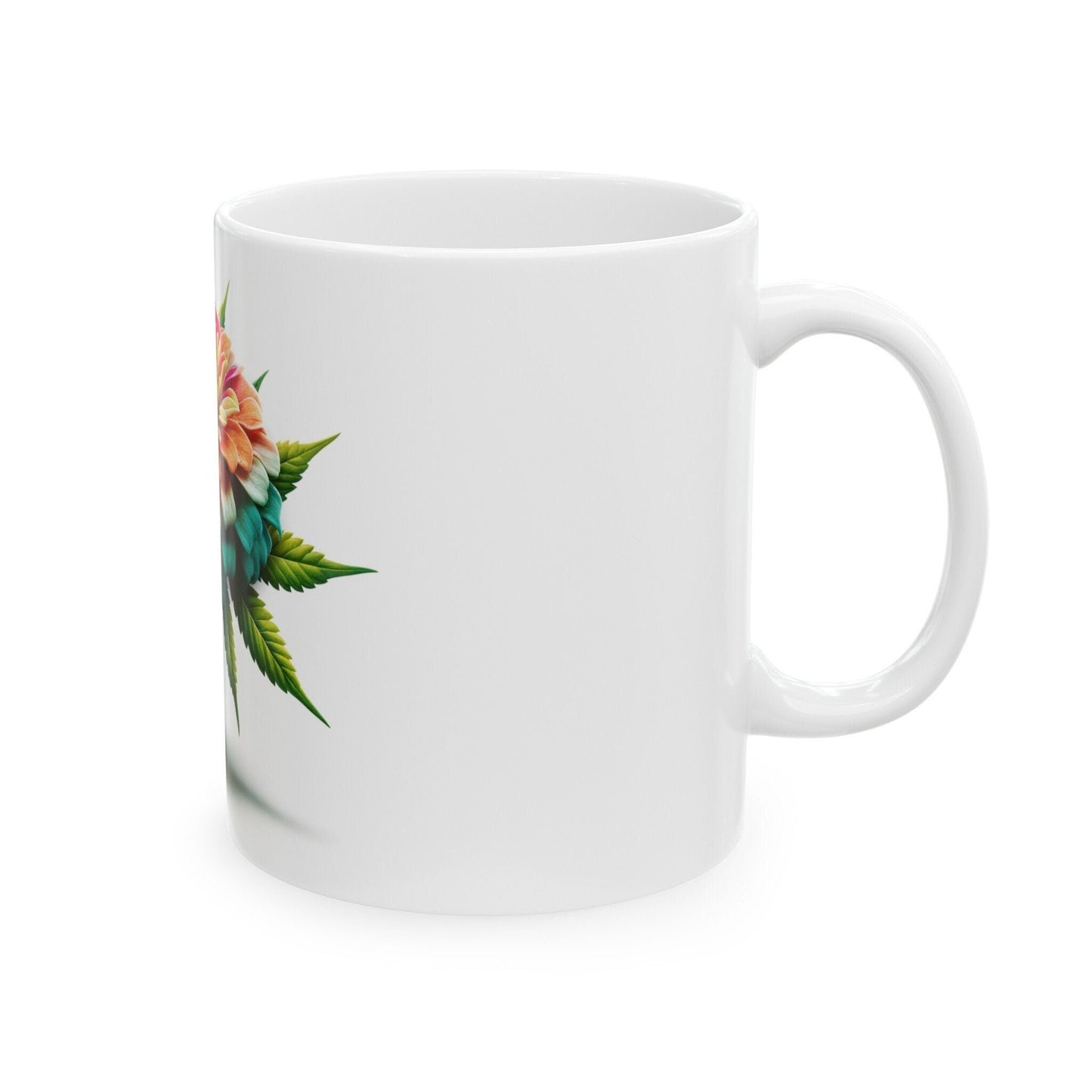 ZINNIA WEED FLOWER - Weed Coffee Mugs (11oz) Perfect Gift for Smokers/ Marijuana Gift; Wake and Bake Mug - Cannabis Cup / Stoner Mug