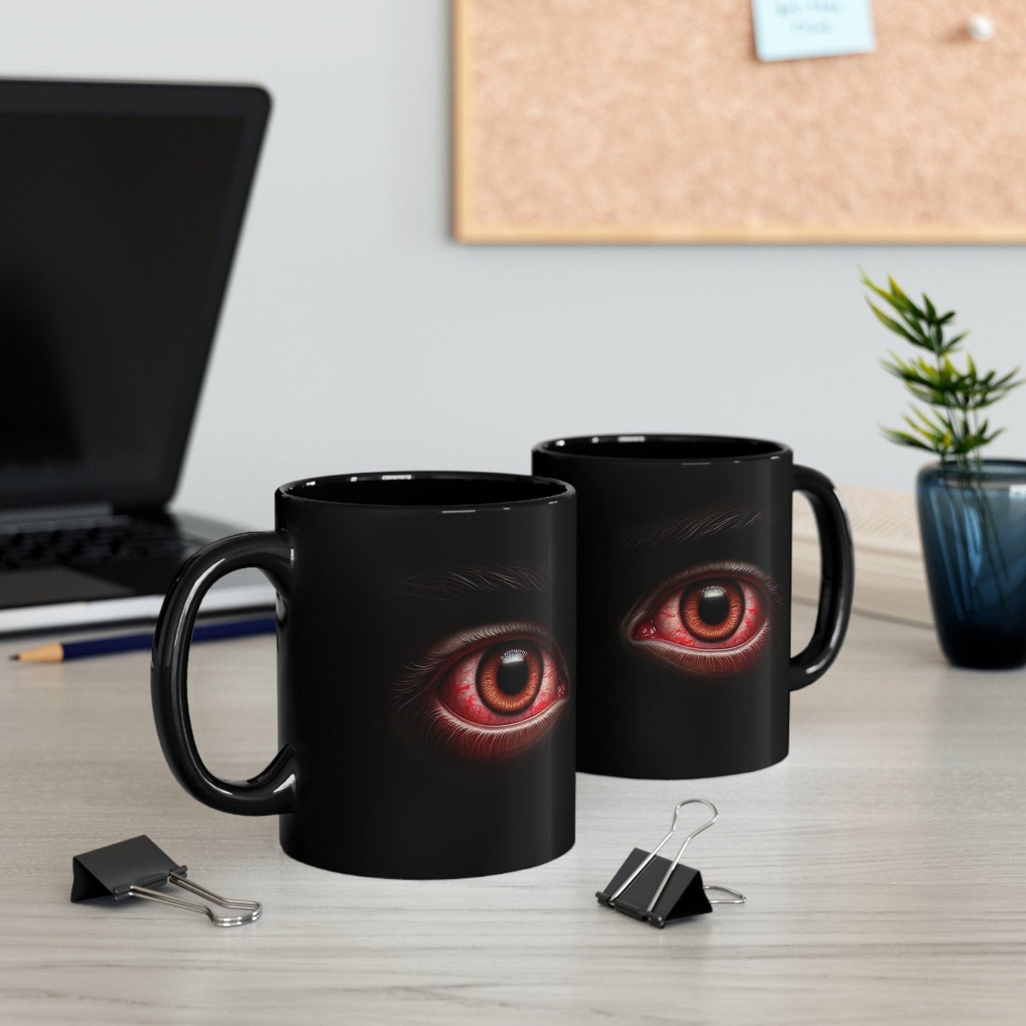 STONER EYES - Black Base Coffee Mugs (11oz) Perfect Gift for Smokers, Stoners, Growers; Wake and Bake Mug / Weed Mug / Stoner Mug