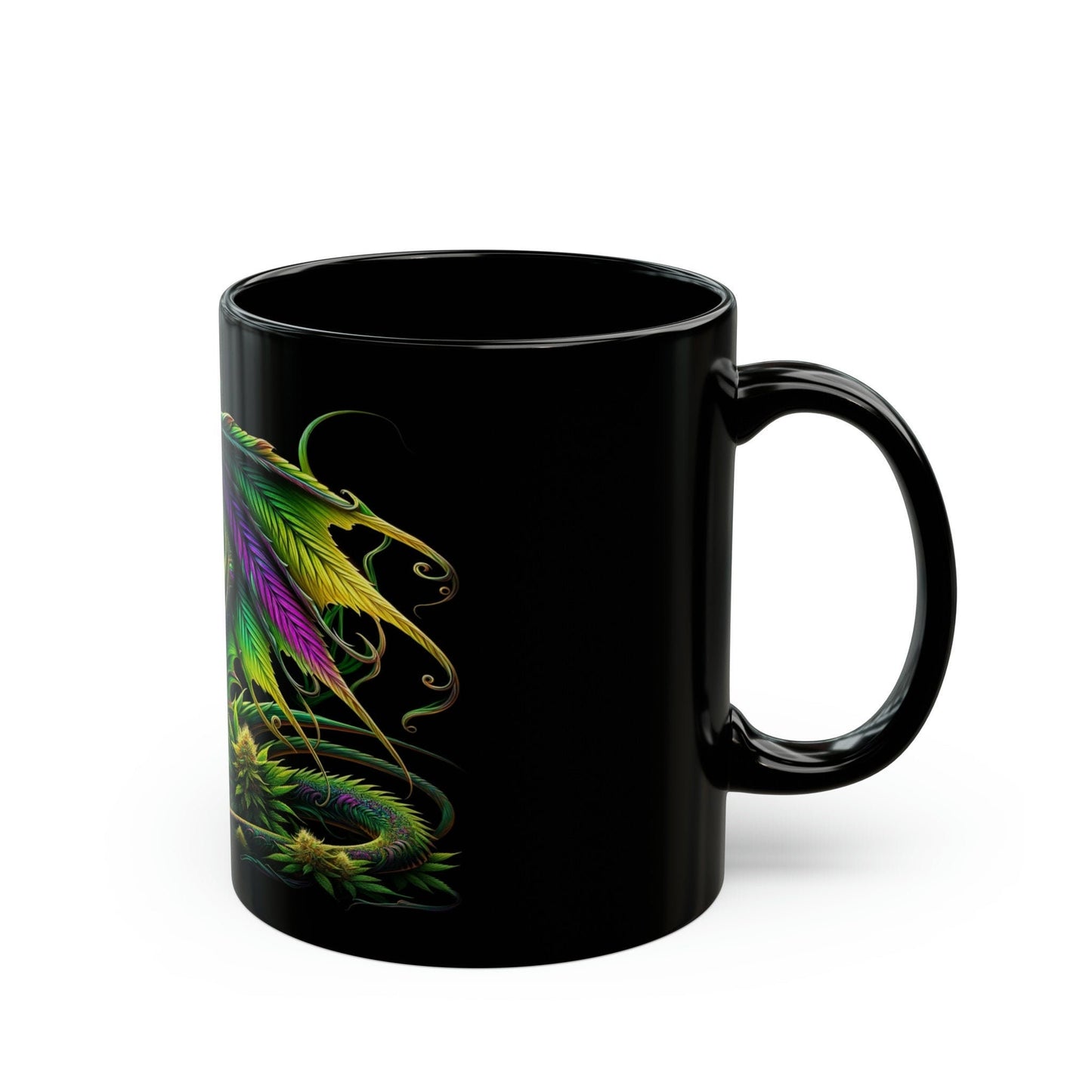 WEED DRAGON - Black Base Coffee Mugs - Perfect Gift for Smokers, Stoners, Growers; Wake and Bake Mug / Weed Mug / Stoner Mug