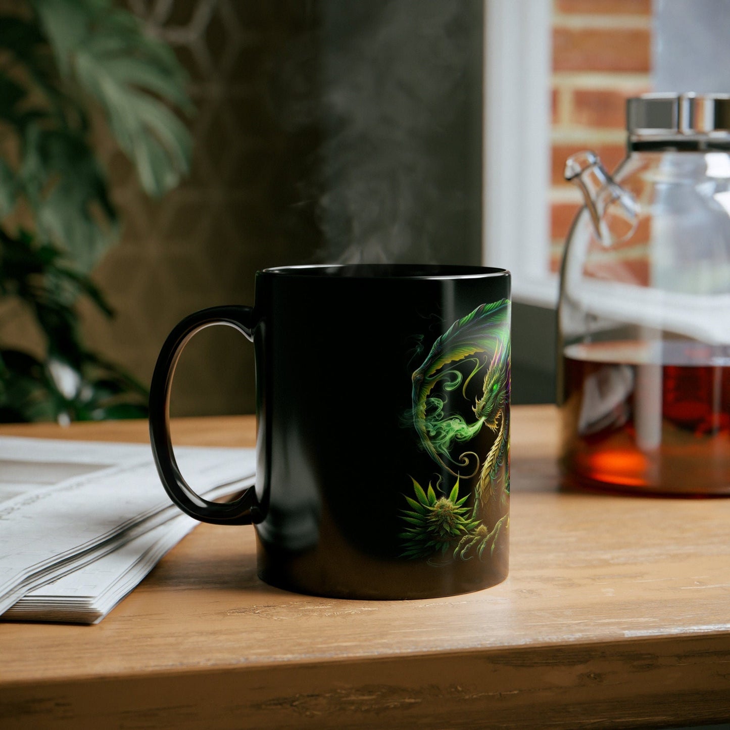 WEED DRAGON - Black Base Coffee Mugs - Perfect Gift for Smokers, Stoners, Growers; Wake and Bake Mug / Weed Mug / Stoner Mug
