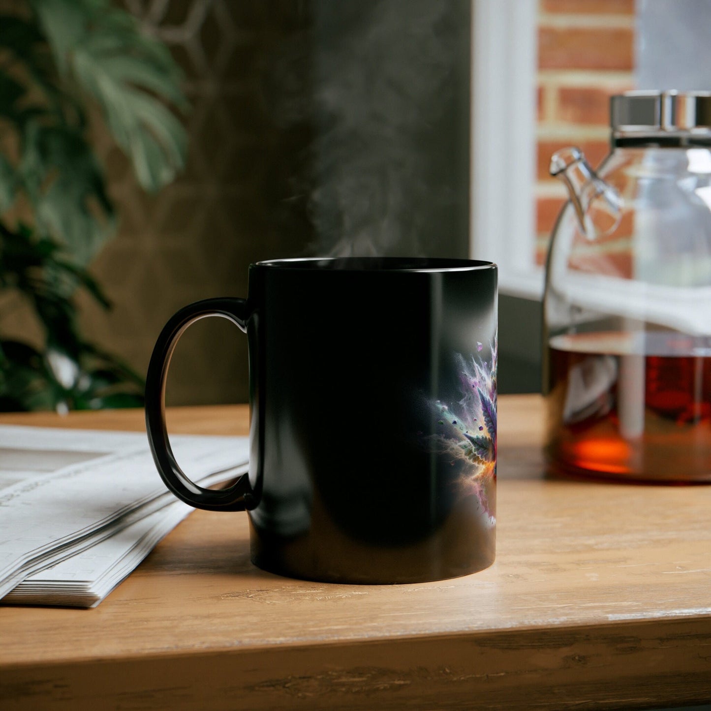 PURPLE WEED PLOSION - Black Base Coffee Mugs - Perfect Gift for Smokers, Stoners, Marijuana Lovers, Growers; Weed Mug / Stoner Mug
