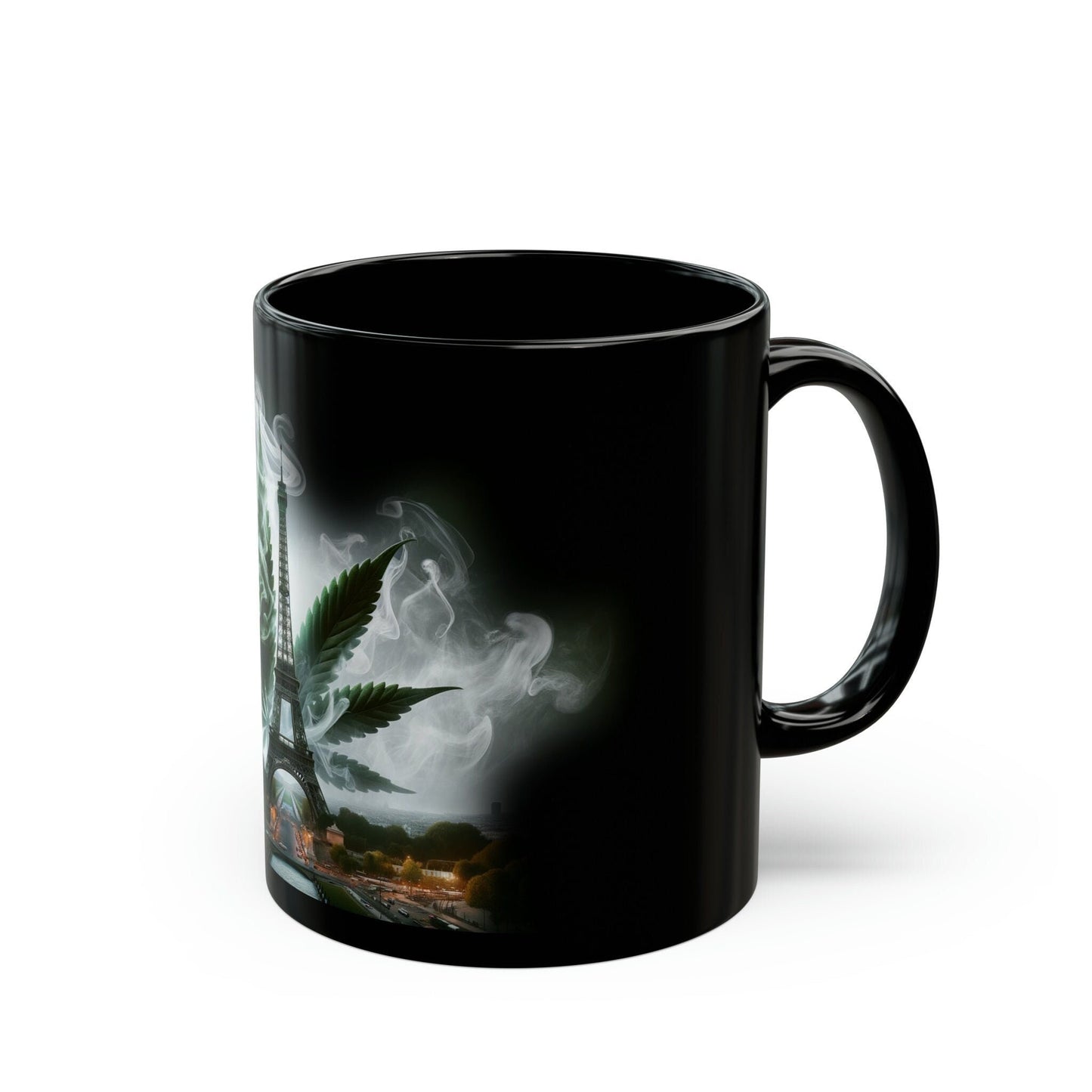 WEED PARIS - Black Base Coffee Mugs - Perfect Gift for Smokers, Stoners, Marijuana Lovers, Growers; WEED Mug / Stoner Mug