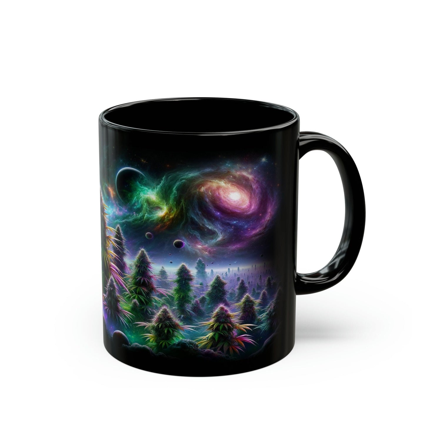 SPACE WEED - BLACK Themed Coffee Mugs - Perfect Gift for Smokers, Stoners, Marijuana Lovers, Growers; Weed Mug / Space Mug for Stoners