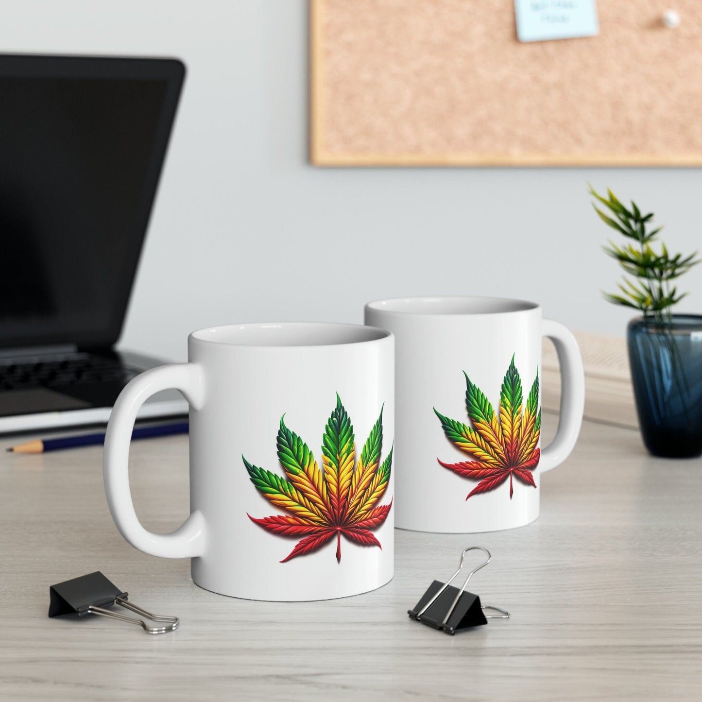 RASTA WEED LEAF - Marijuana Themed Coffee Mugs - Perfect Gift for Smokers / Stoners; Wake and Bake Mug - Weed Mug / Stoner Mug