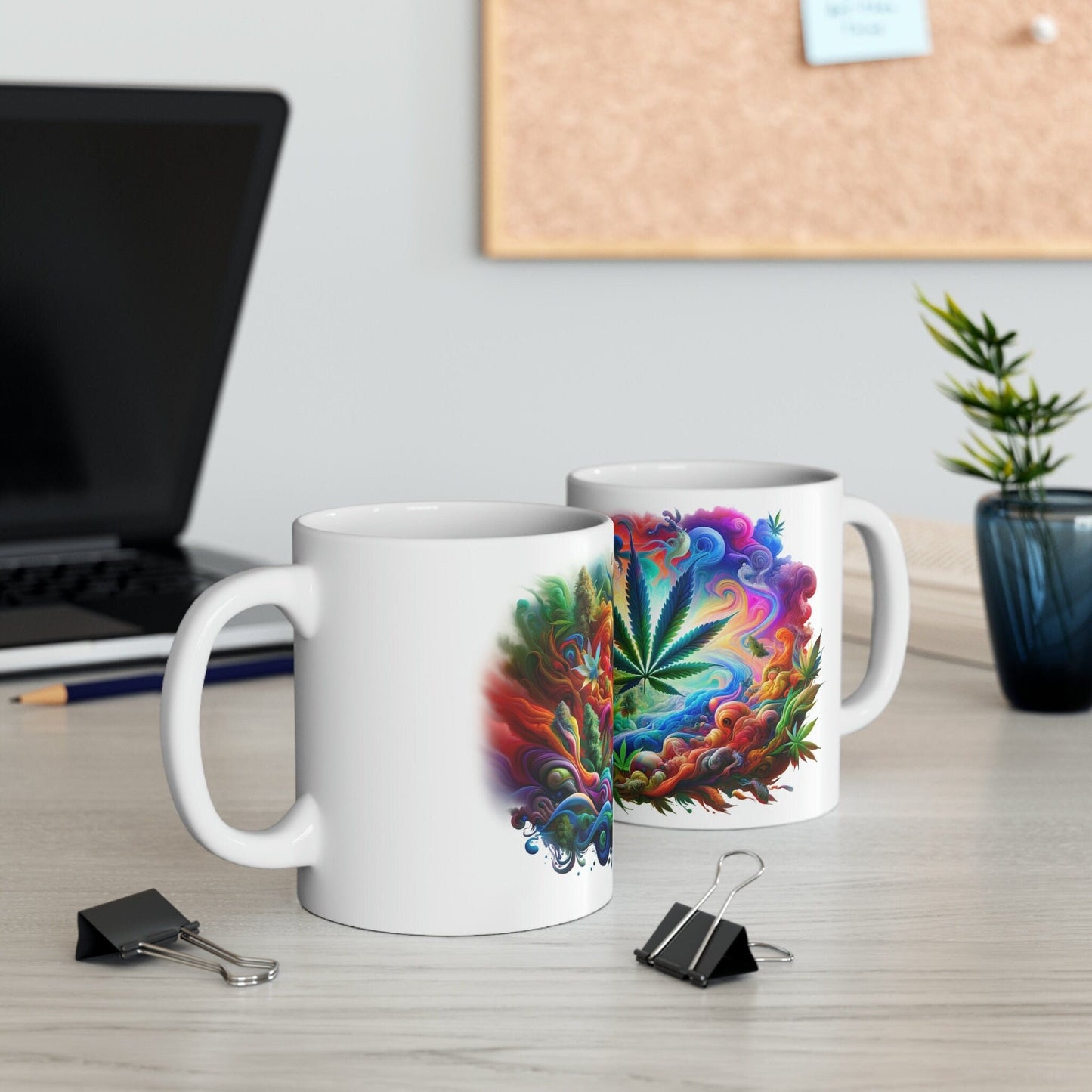 ARTSY WEED Mug - Marijuana Themed Coffee Mugs - Perfect Gift for Smokers / Stoners; Wake and Bake Mug - Weed Mug / Stoner Mug