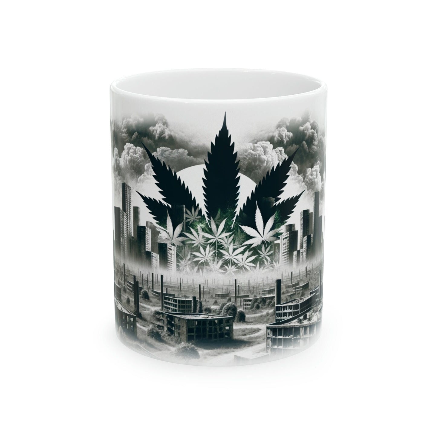 DYSTOPIAN WEED CITY - Marijuana Themed Coffee Mugs - Perfect Gift for Smokers / Stoners; Wake and Bake Mug - Weed Mug / Stoner Mug