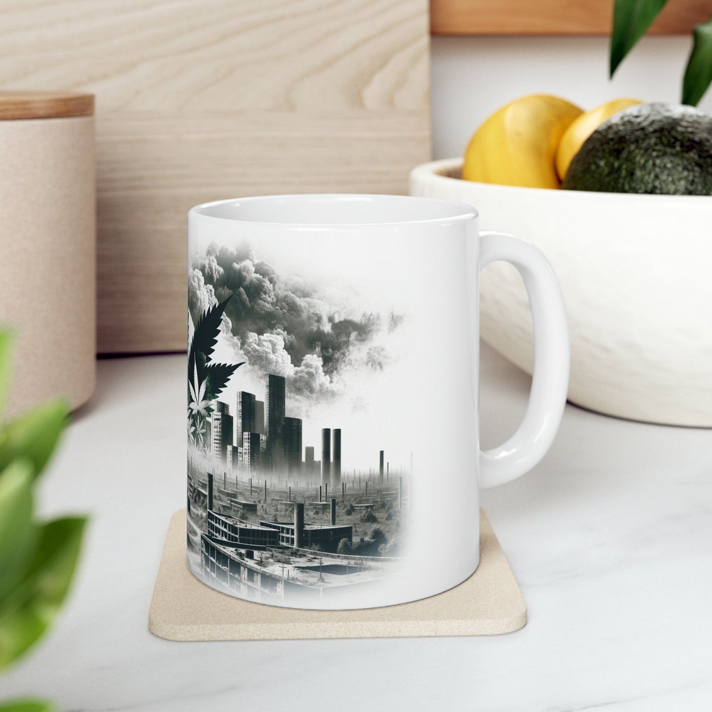 DYSTOPIAN WEED CITY - Marijuana Themed Coffee Mugs - Perfect Gift for Smokers / Stoners; Wake and Bake Mug - Weed Mug / Stoner Mug
