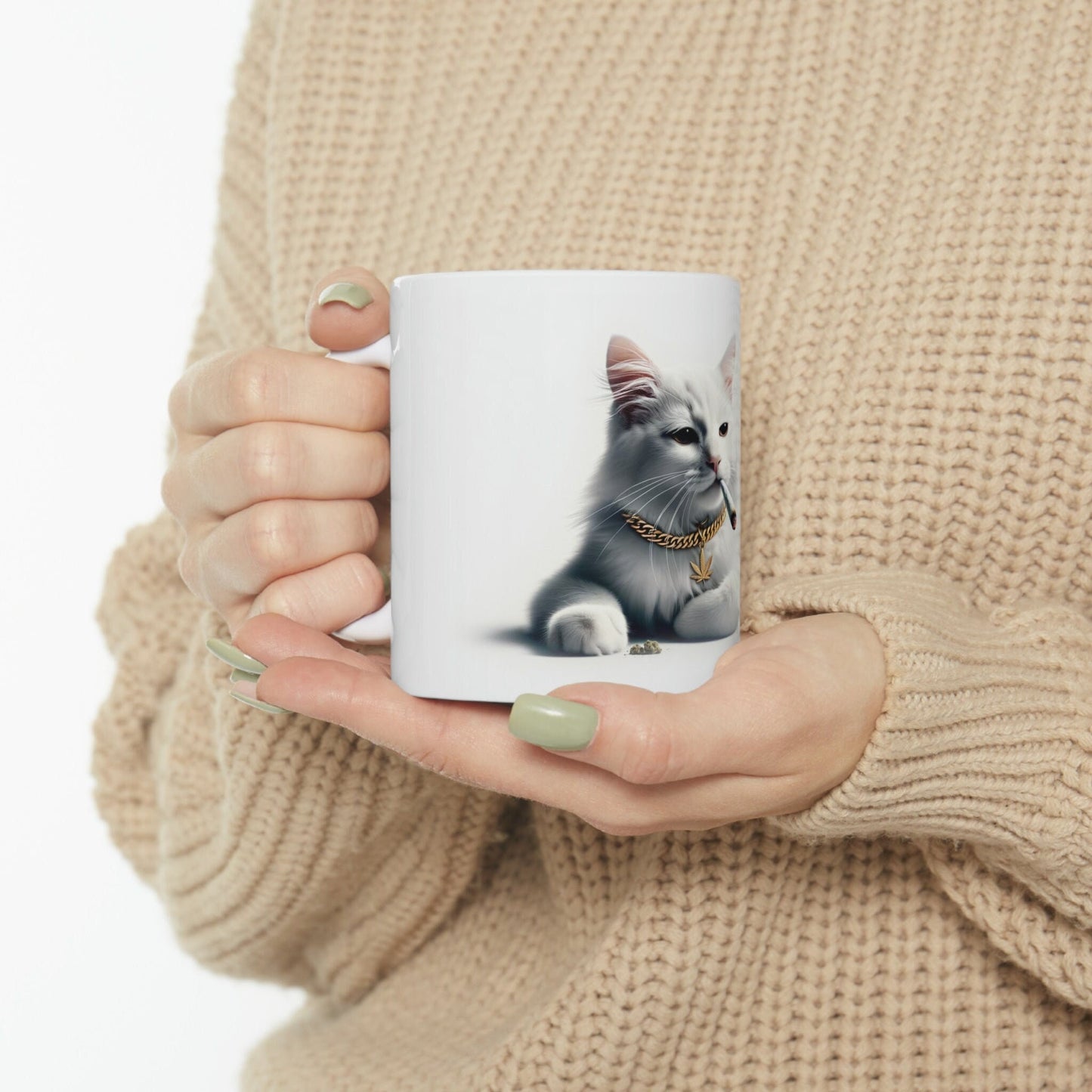 THUG KITTY - WEED Themed Coffee Mugs - Perfect Gift for Smokers, Stoners, Marijuana Lovers; Wake and Bake Mug, Marijuana Mug / Stoner Mug