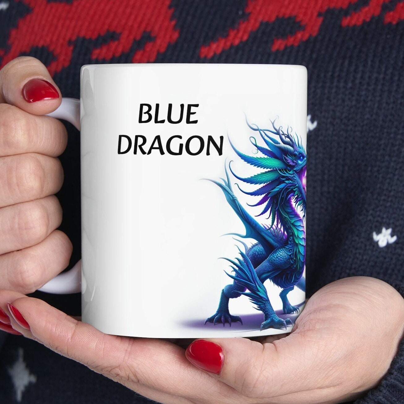 BLUE DRAGON - WEED Strain Themed Coffee Mugs - Perfect Gift for Smokers, Stoners, Marijuana Lovers; Wake and Bake Essentials