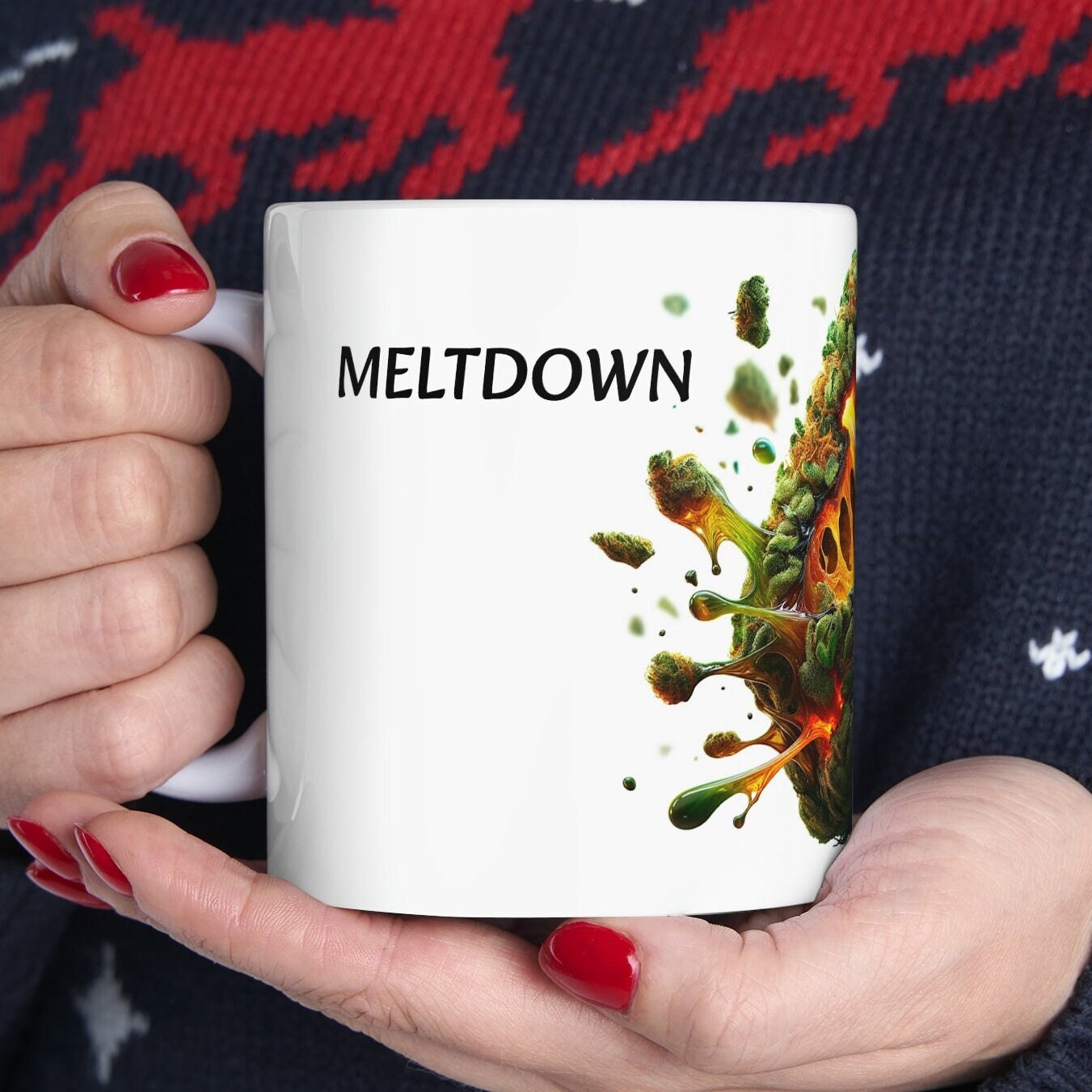 MELTDOWN - WEED Strain Themed Coffee Mugs - Perfect Gift for Smokers, Stoners, Marijuana Lovers; Wake and Bake Essentials