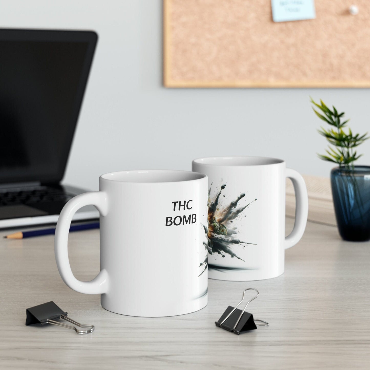 THC BOMB - WEED Strain Themed Coffee Mugs - Perfect Gift for Smokers, Stoners, Marijuana Lovers; Wake and Bake Essentials