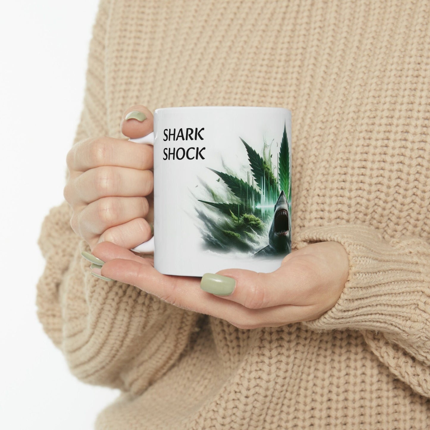SHARK SHOCK - WEED Strain Themed Coffee Mugs - Perfect Gift for Smokers, Stoners, Marijuana Lovers; Wake and Bake Essentials