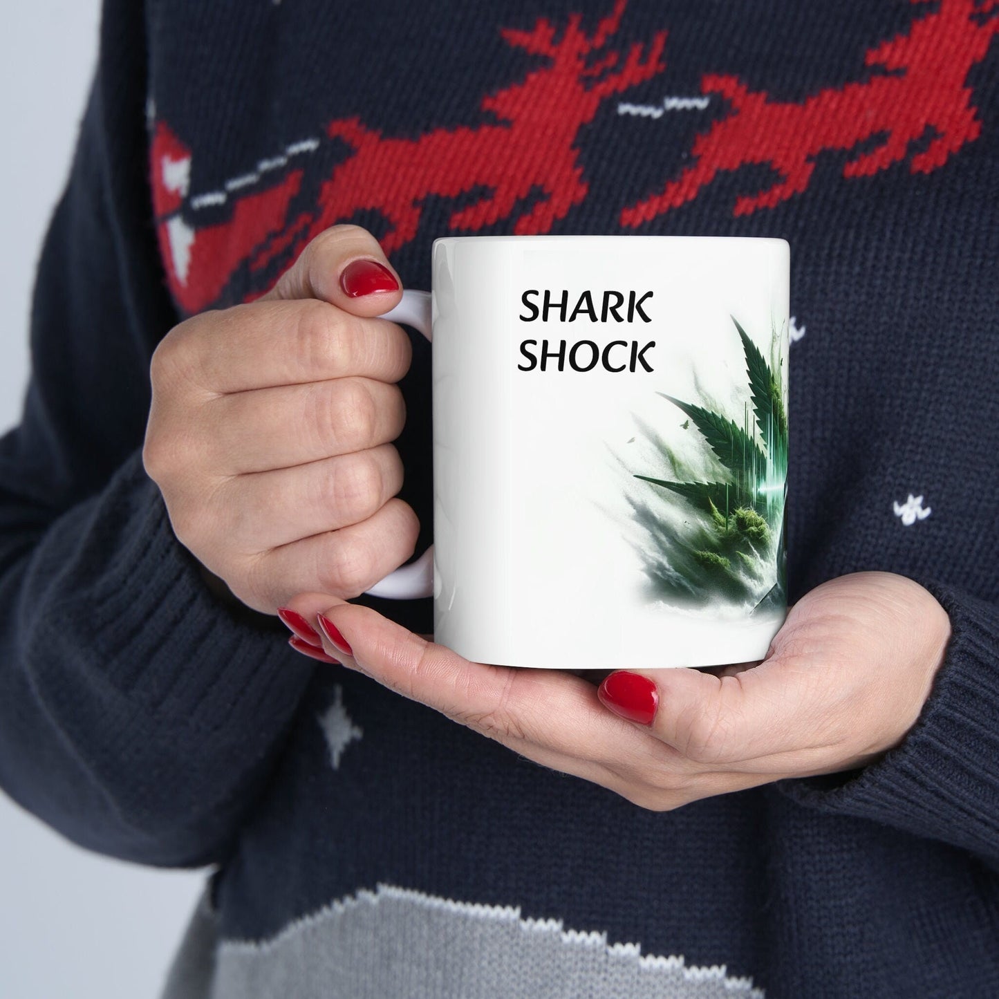 SHARK SHOCK - WEED Strain Themed Coffee Mugs - Perfect Gift for Smokers, Stoners, Marijuana Lovers; Wake and Bake Essentials