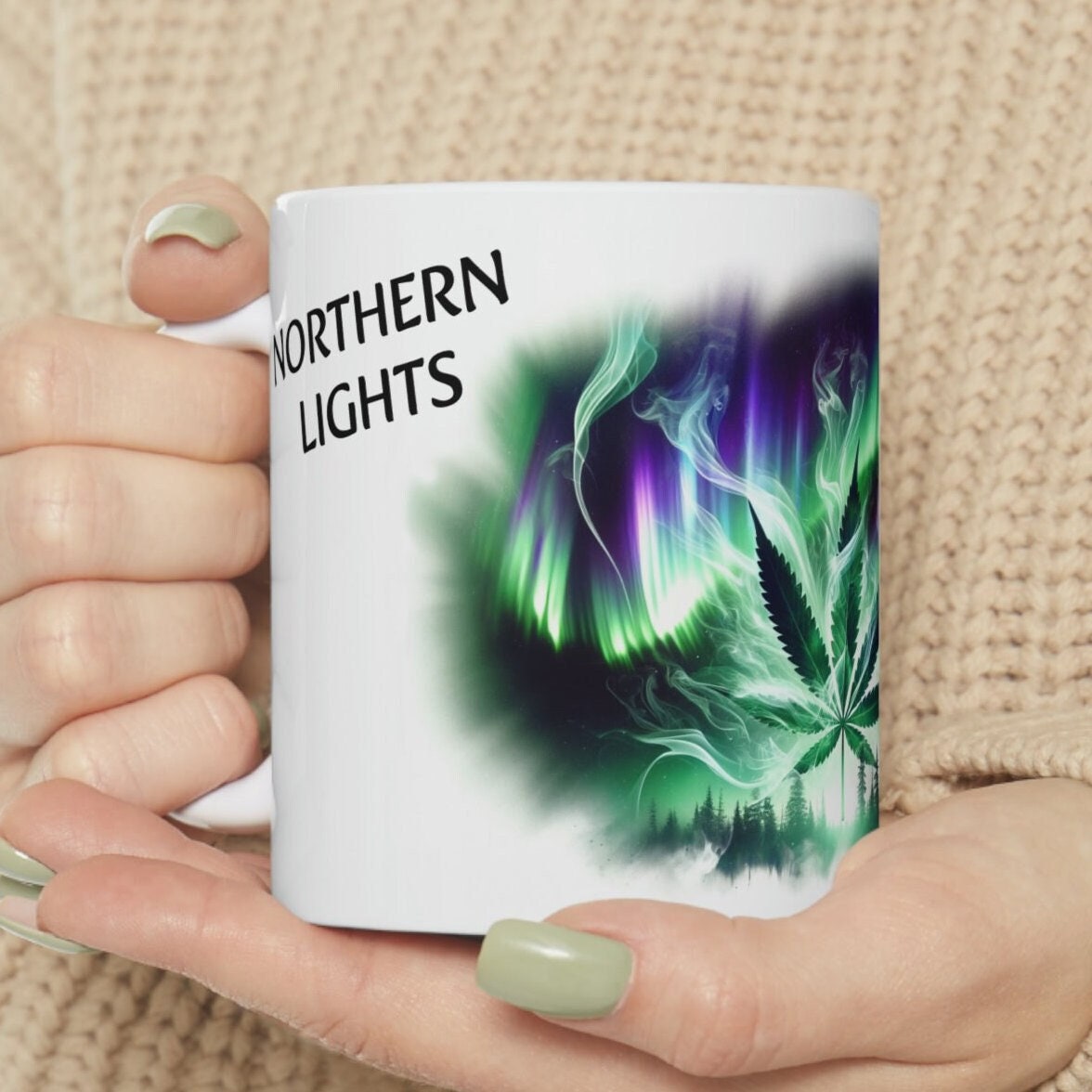 NORTHERN LIGHTS - WEED Strain Themed Coffee Mugs - Perfect Gift for Smokers, Stoners, Marijuana Lovers; Wake and Bake Essentials