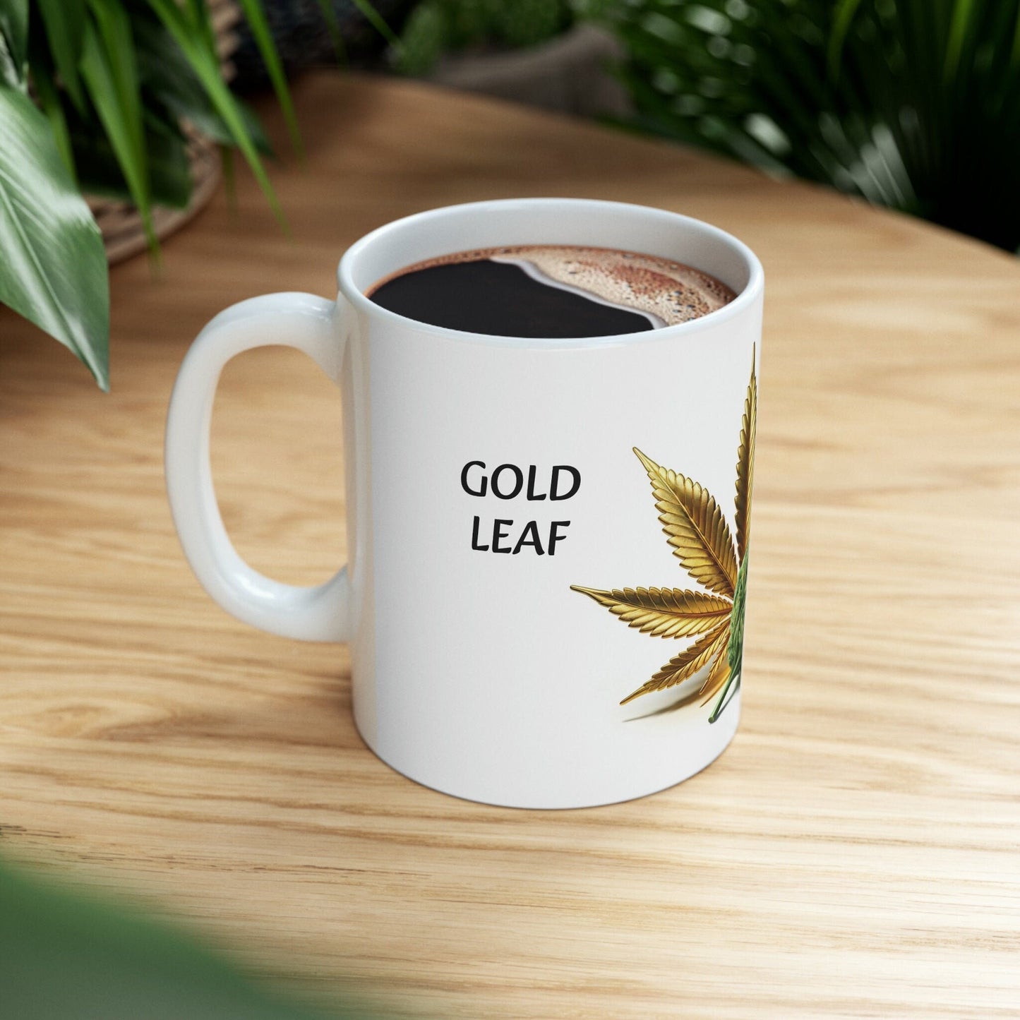 GOLD LEAF - WEED Strain Themed Coffee Mugs - Perfect Gift for Smokers, Stoners, Marijuana Lovers; Wake and Bake Essentials