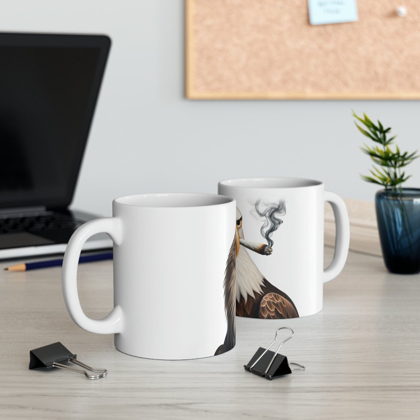 BALD EAGLE - WEED Themed Coffee Mugs - Perfect Gift for Smokers, Stoners, Marijuana Lovers, Growers; Smoker - Wake and Bake