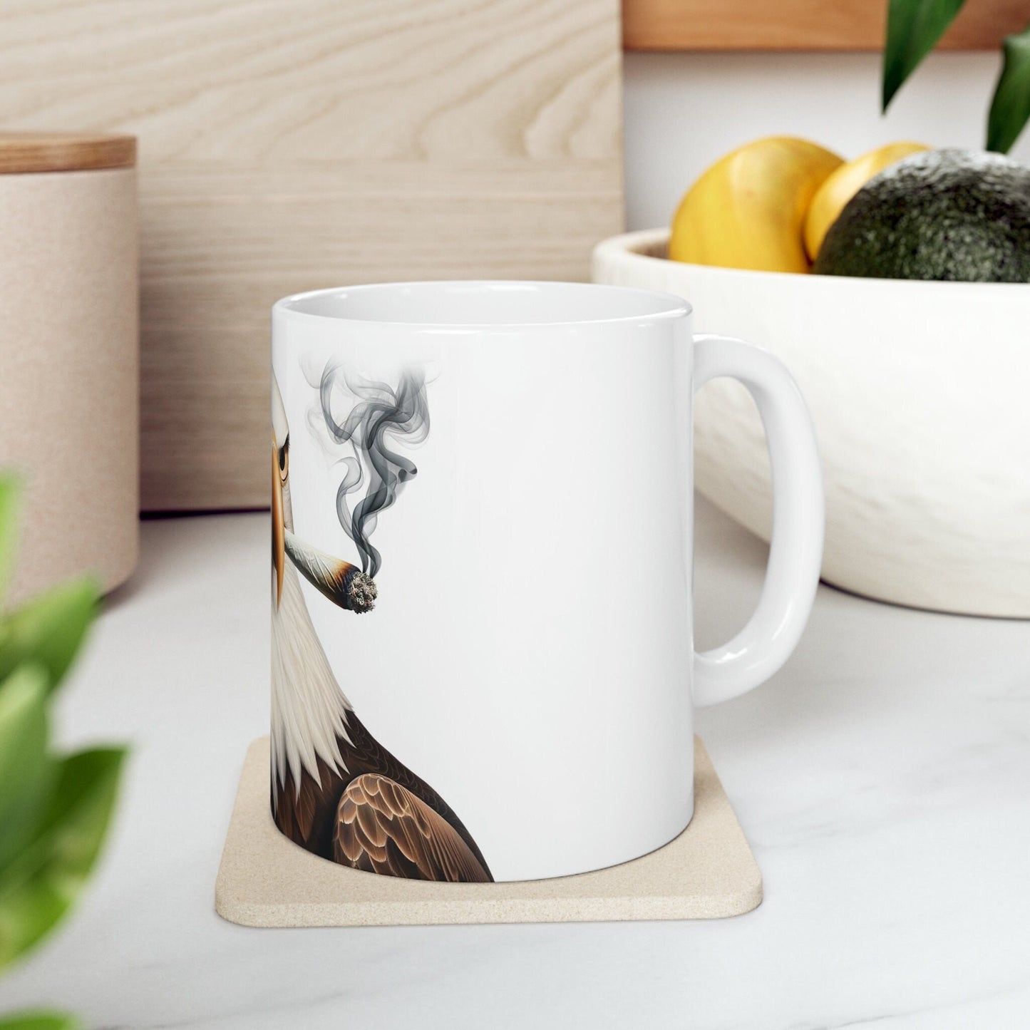 BALD EAGLE - WEED Themed Coffee Mugs - Perfect Gift for Smokers, Stoners, Marijuana Lovers, Growers; Smoker - Wake and Bake